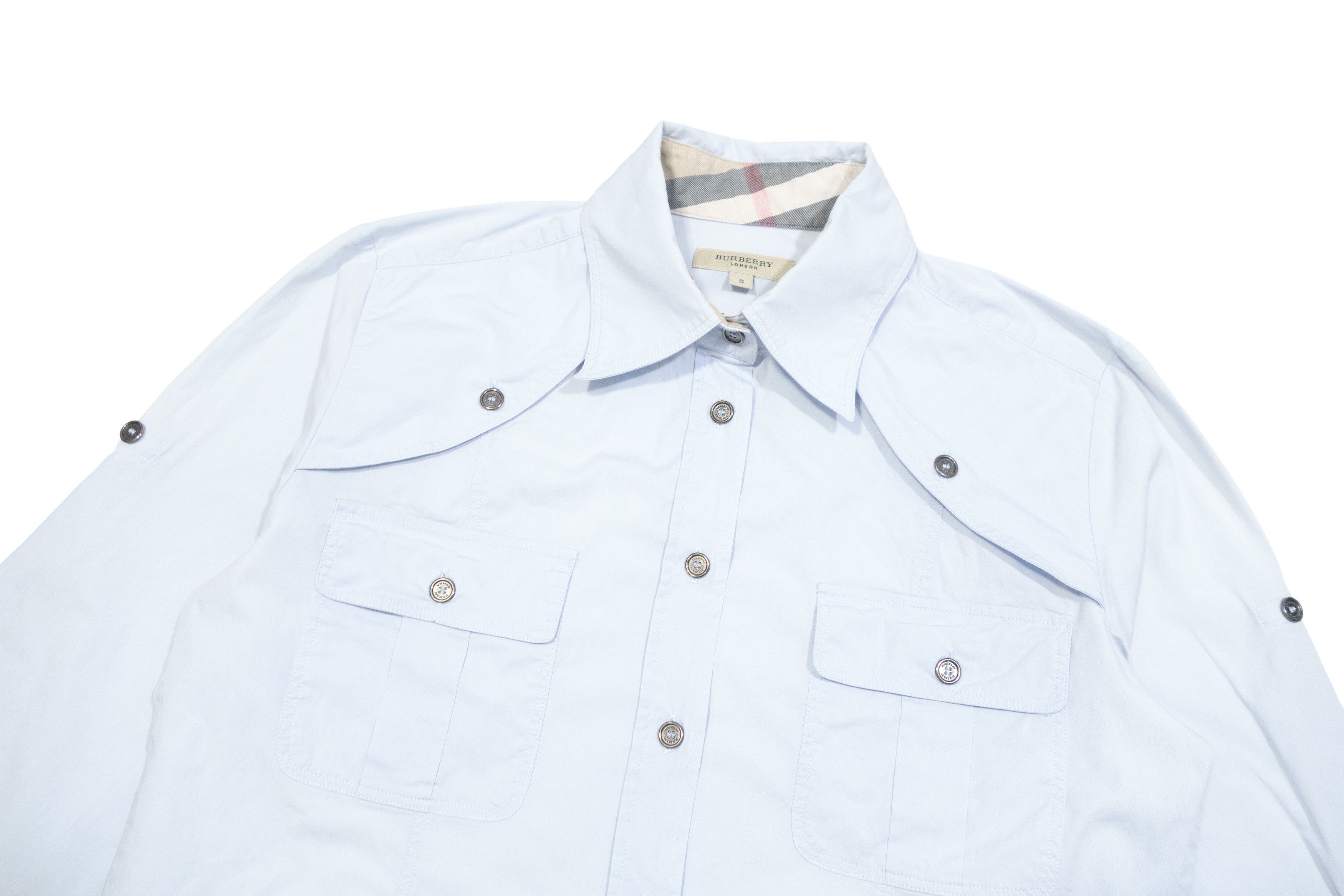 Burberry 00s Nova Check Details Military Style Shirt Made in Italy Size S / US 4 / IT 40 - 3 Thumbnail