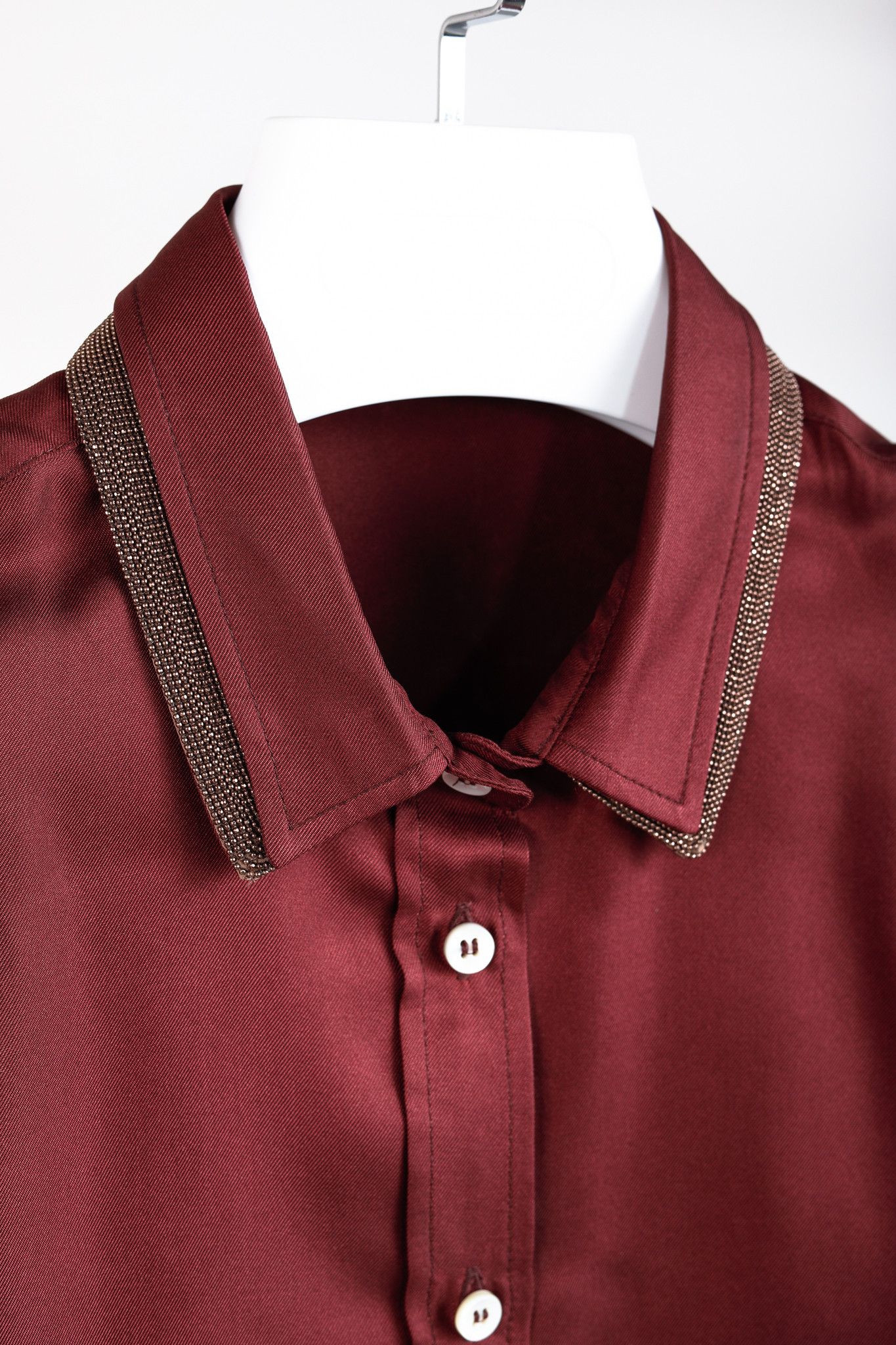 Brunello Cucinelli Brunello Cucinelli AW/18 Monili-Trim Silk Button-Up Blouse Size M / US 6-8 / IT 42-44 - 5 Thumbnail