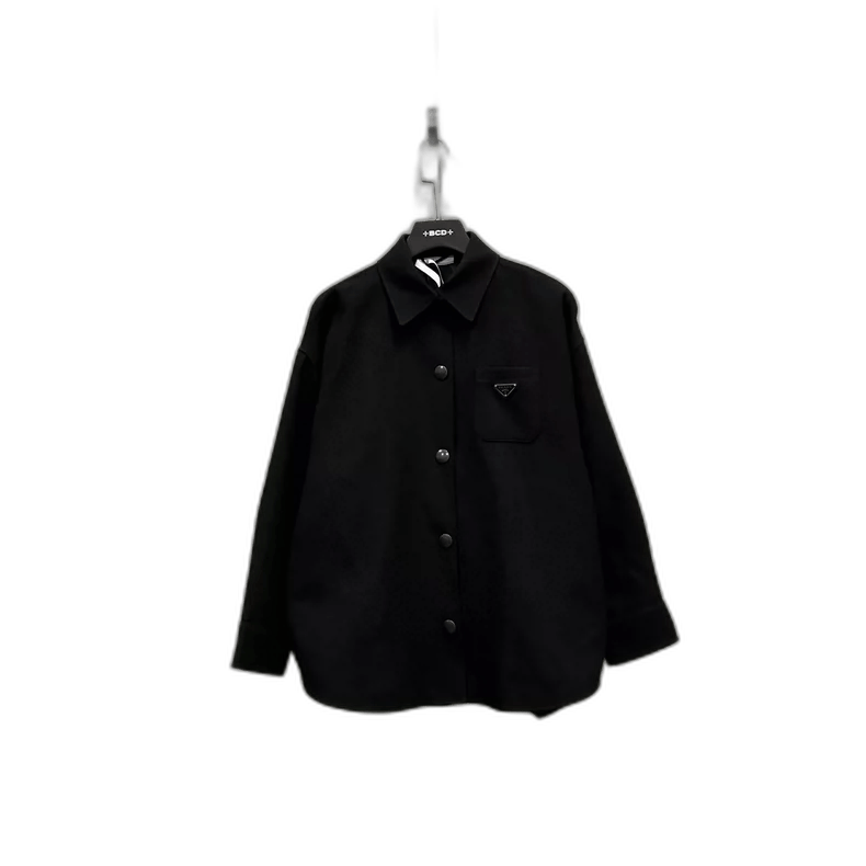 Prada PRADA Black Triangle Logo Collar Jacket-2506 Size US M / EU 48-50 / 2 - 1 Thumbnail