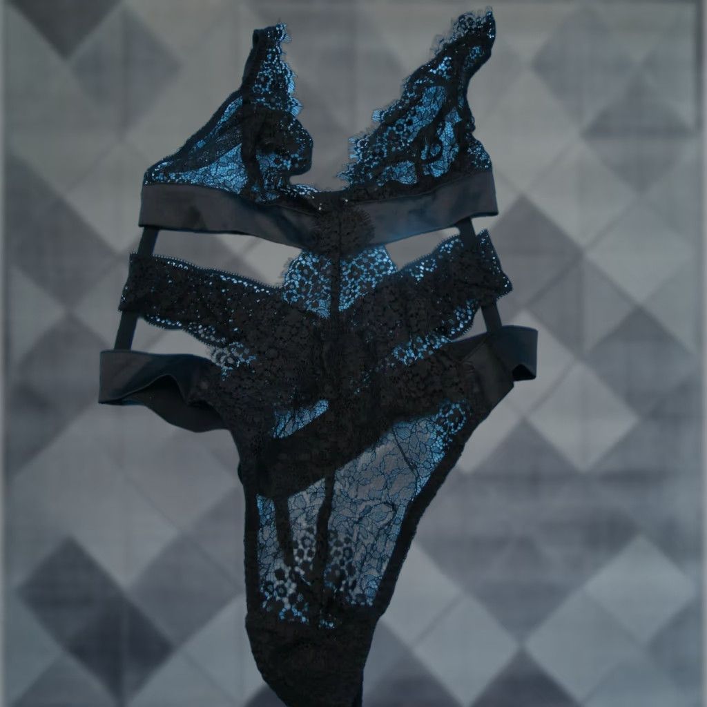Victorias Secret Vintage Victoria's Secret Teddy Small Black Lace Plunge Sheer Lingerie Womens