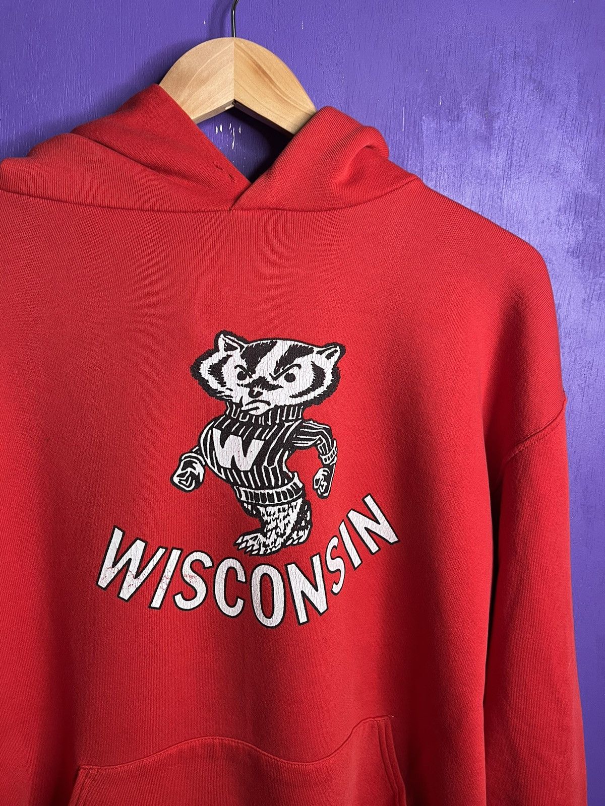 Russell Athletic × Vintage Vintage 80s Russell Wisconsin badgers logo hoodie Size US XL / EU 56 / 4 - 3 Thumbnail
