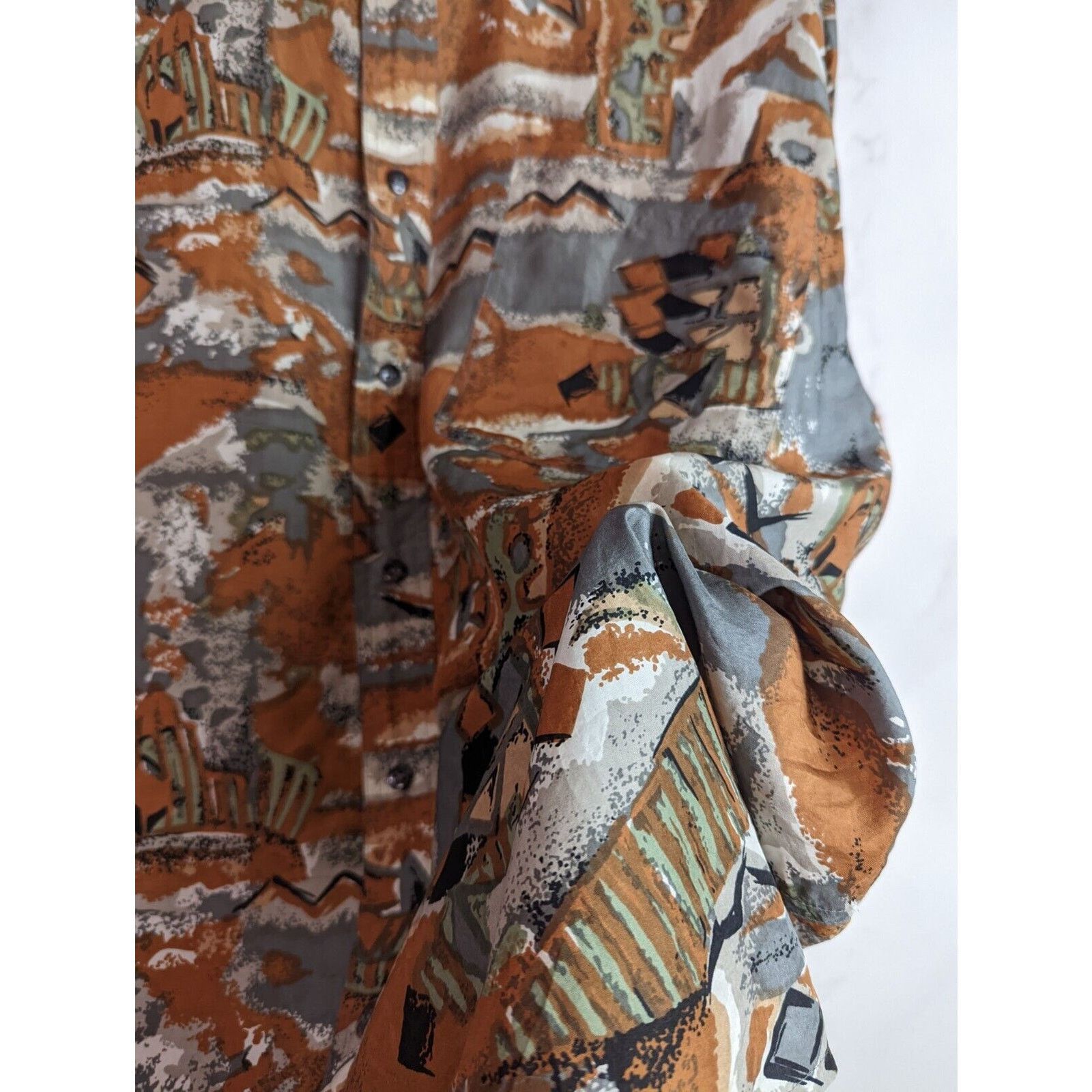 Vintage Vintage Silk Shirt Mens XL Brown Button Up 90s Rockabilly Size US XL / EU 56 / 4 - 6 Thumbnail