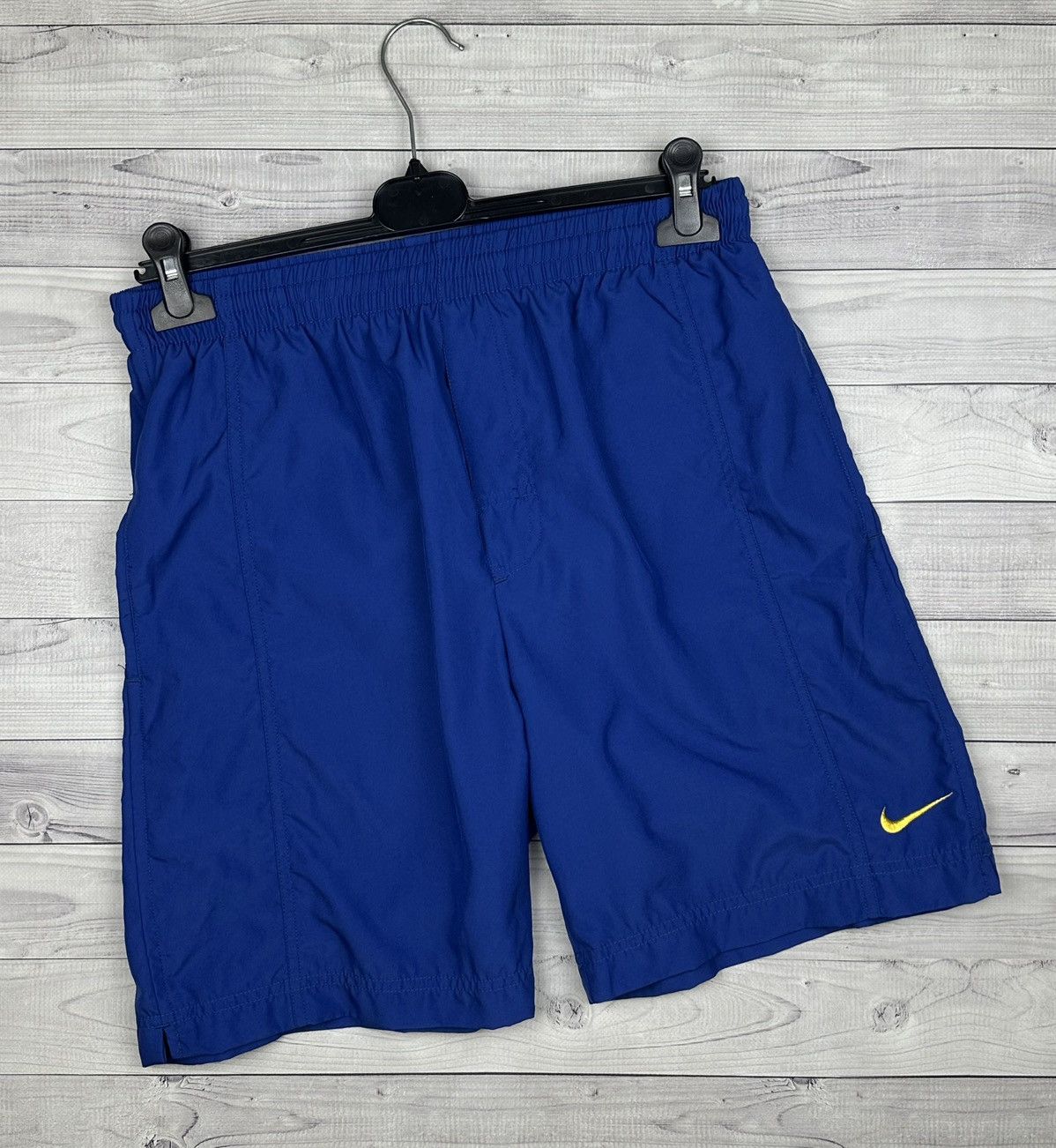 Nike Nike Vintage Swim Shorts Blue Mens Embroidered Yellow Swoosh Size US 32 / EU 48 - 1 Thumbnail