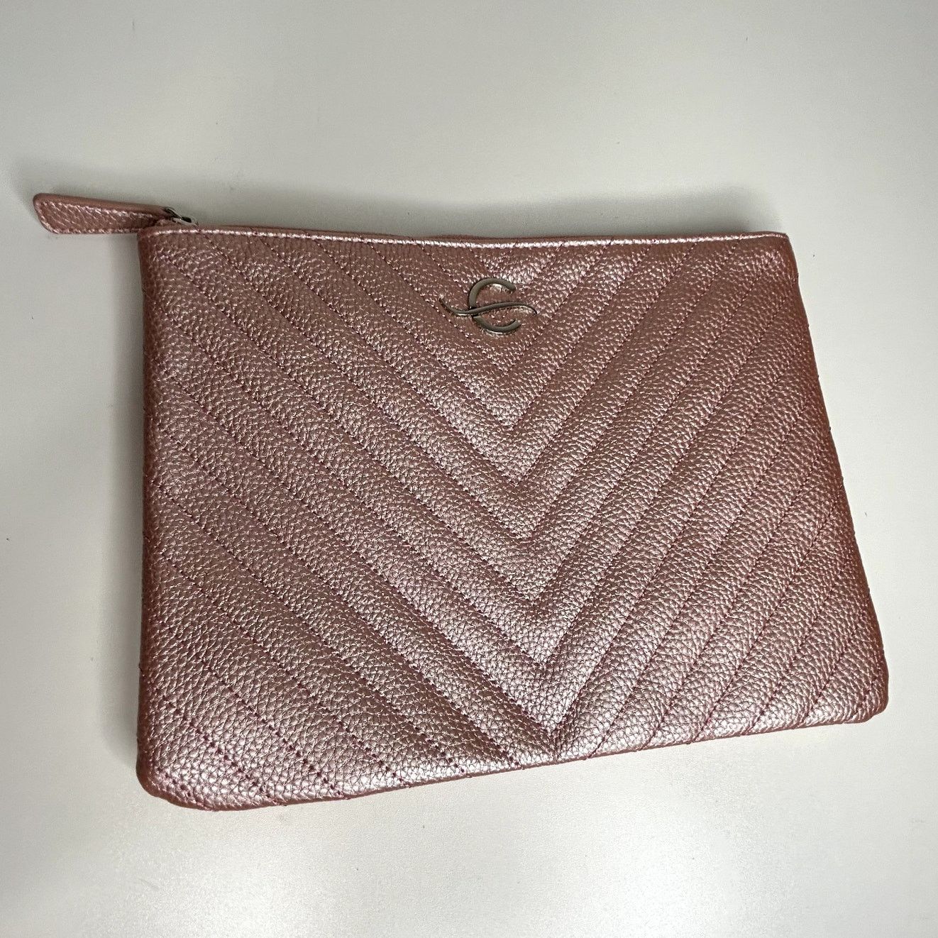 Other Chaviv by Violet Teriti Metallic Pink Clutch Chevron Purse Size ONE SIZE - 2 Thumbnail