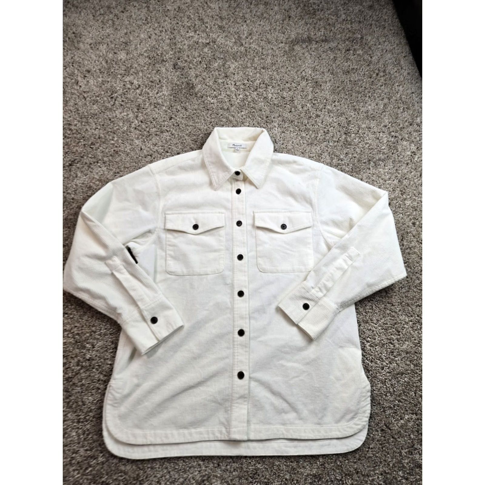 Madewell Madewell Corduroy Shirt Jacket Womens M Ivory Button Up Long Sleeve Stretch Size M / US 6-8 / IT 42-44 - 2 Thumbnail