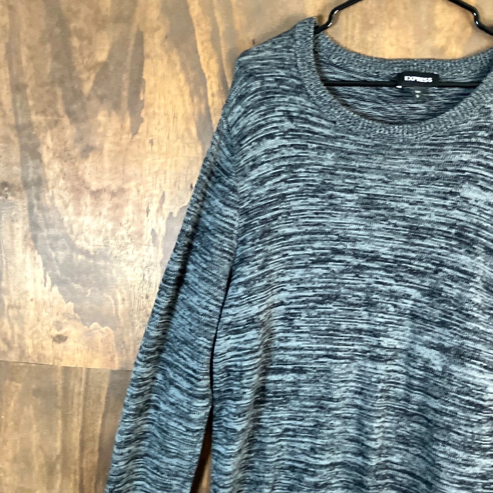 Express Express Womens Sweater Black Marled Knit Crew Neck Pullover Long Sleeve Large Size L / US 10 / IT 46 - 4 Thumbnail