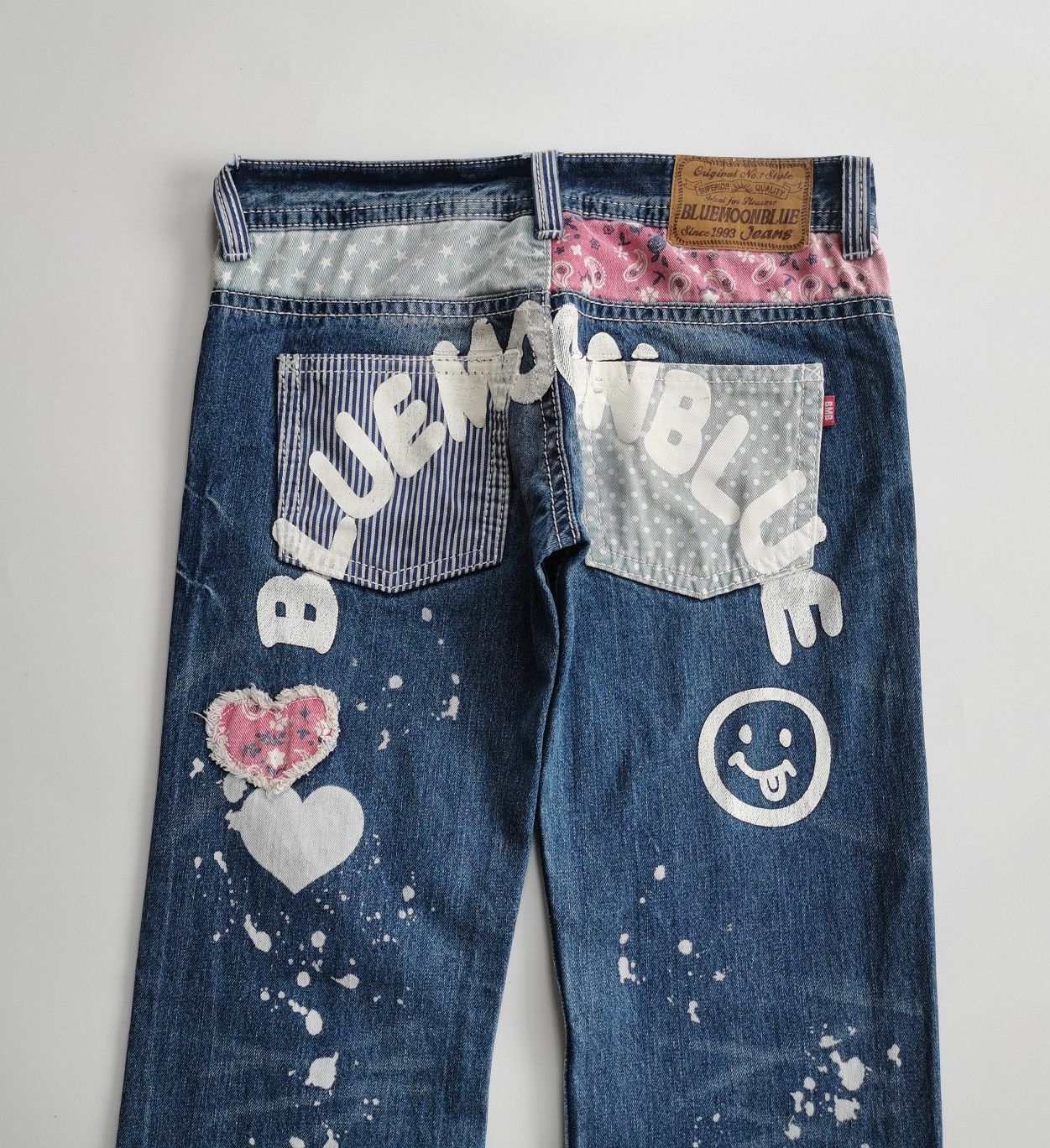 Japanese Brand Blue Moon Blue Printed Jeans Size US 31 - 1 Thumbnail