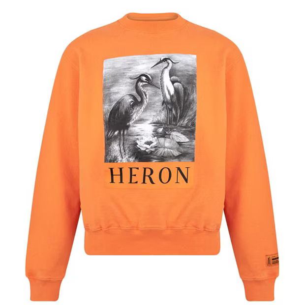 image of Heron Preston O1G2R1Mq0524 Crewneck Sweatshirt In Orange, Men's (Size XS)