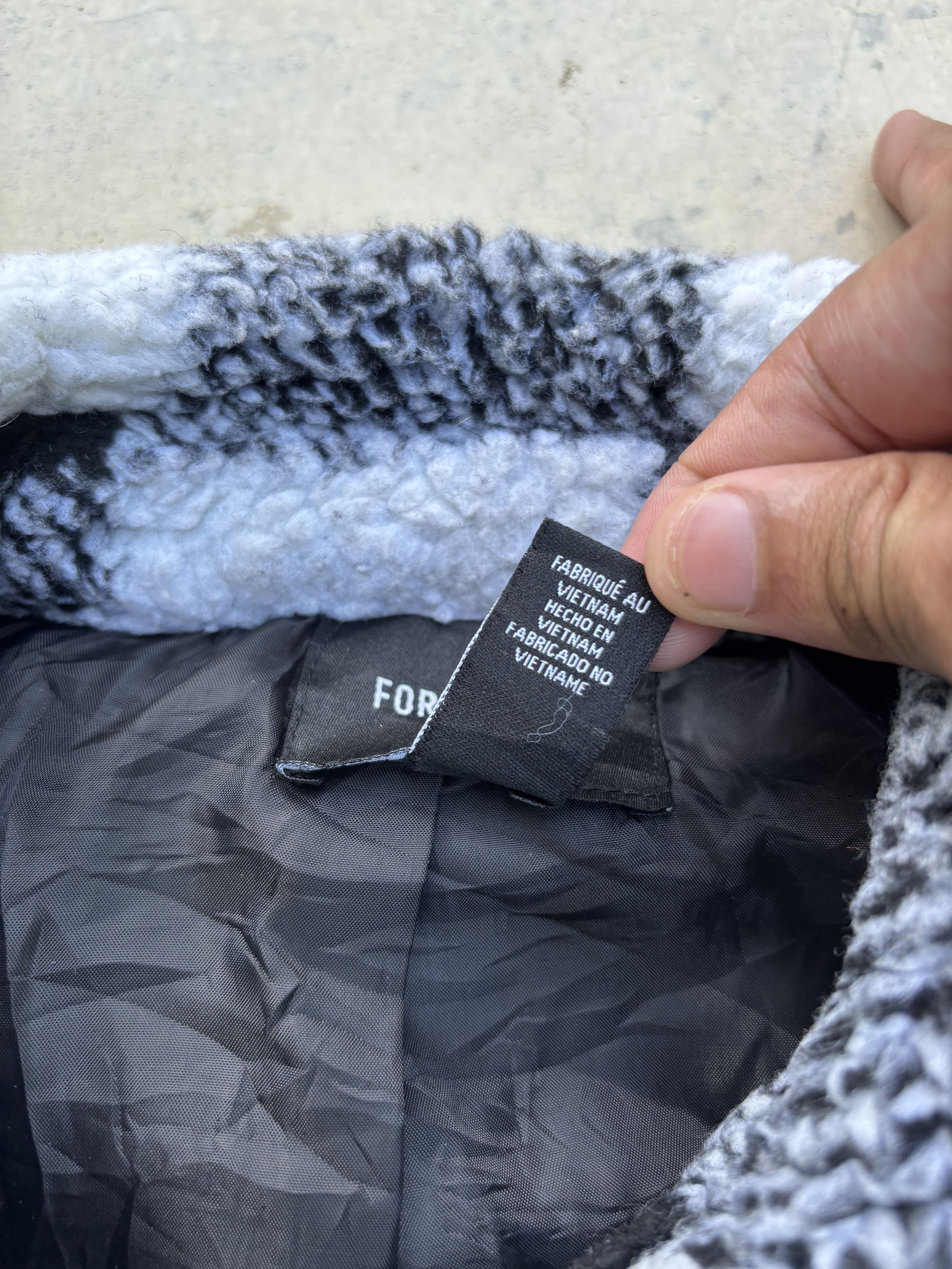 Forever 21 Black & White Sherpa Fleece Checkered Overshirt Size US M / EU 48-50 / 2 - 12 Thumbnail