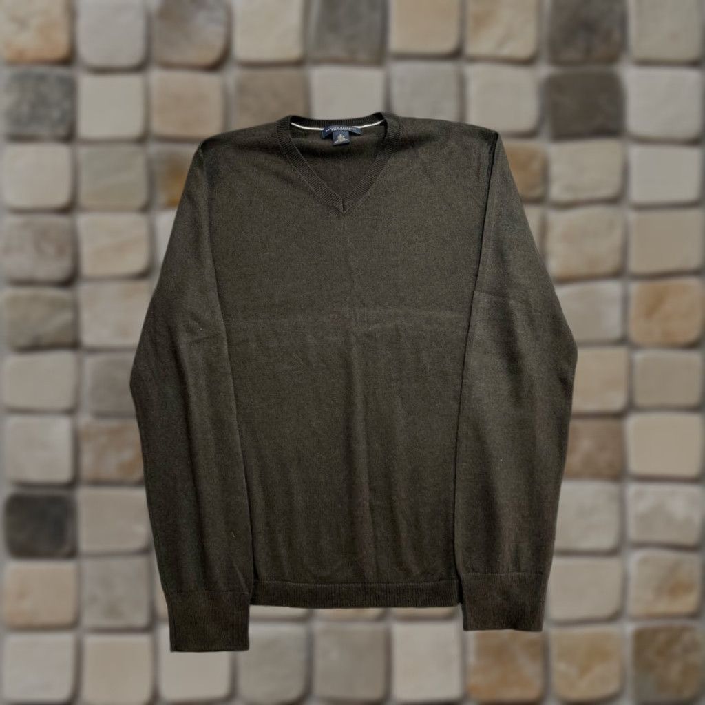 Banana Republic Banana Republic Sweater Mens Medium Brown Silk Ribbed Trim Tight Knit V Neck Pullover Casual Size US M / EU 48-50 / 2 - 1 Thumbnail