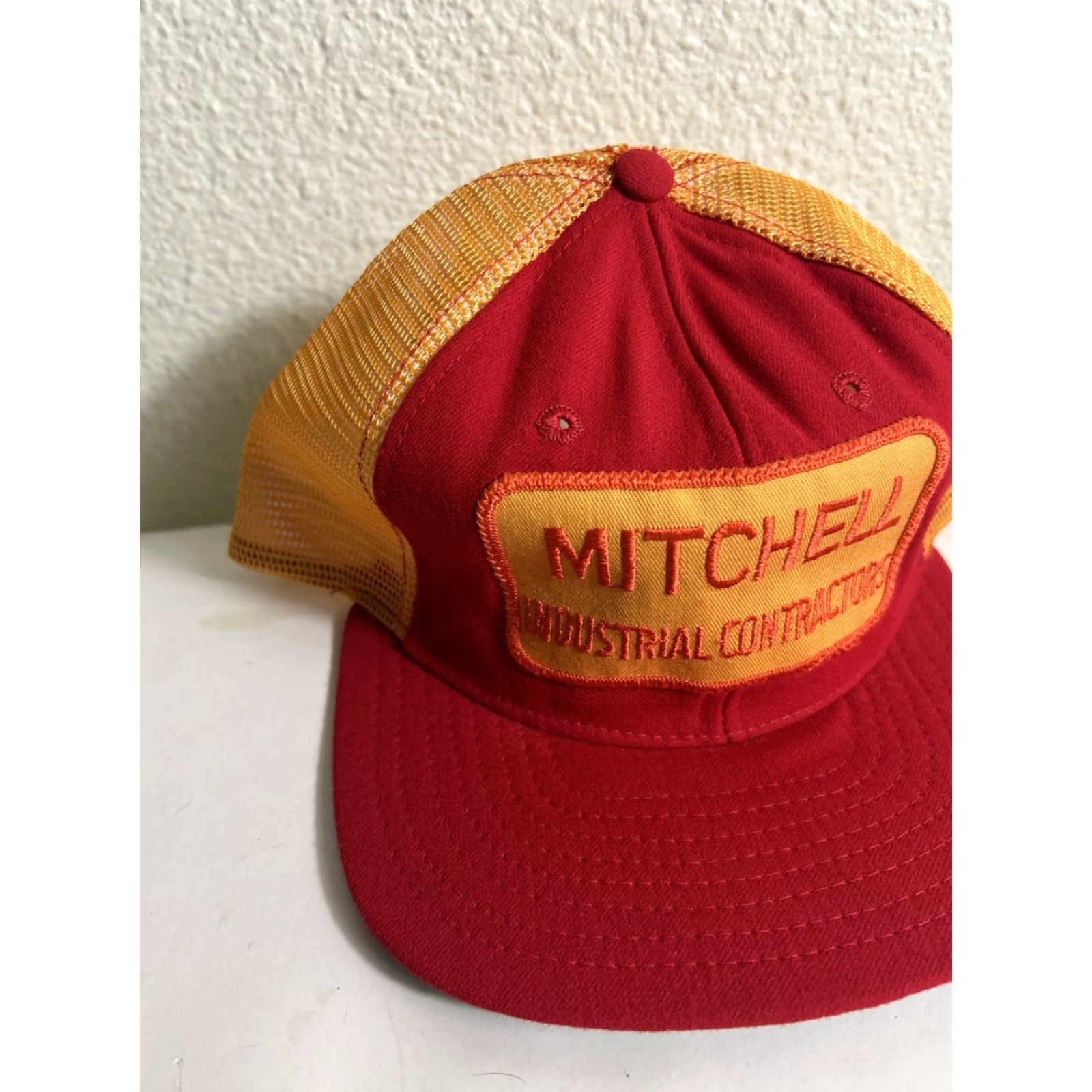 New Era VINTAGE New Era Trucker Hat Men One Size Red Industrial Contractors Snap Back Size ONE SIZE - 2 Thumbnail