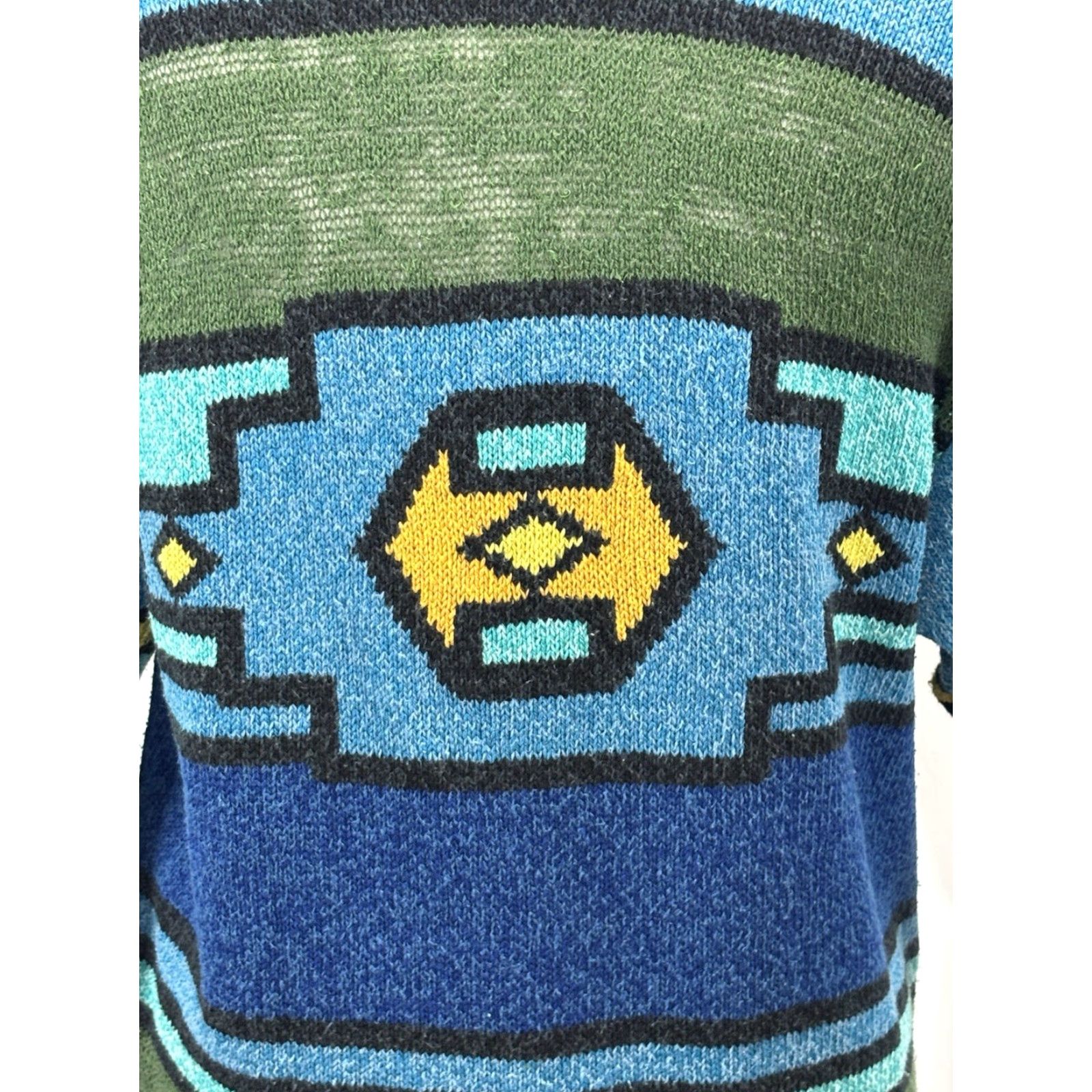 Vintage Vtg August Silk Cardigan Sweater Sz Small Aztec Boho Midlength Open Front 90s Size S / US 4 / IT 40 - 7 Thumbnail