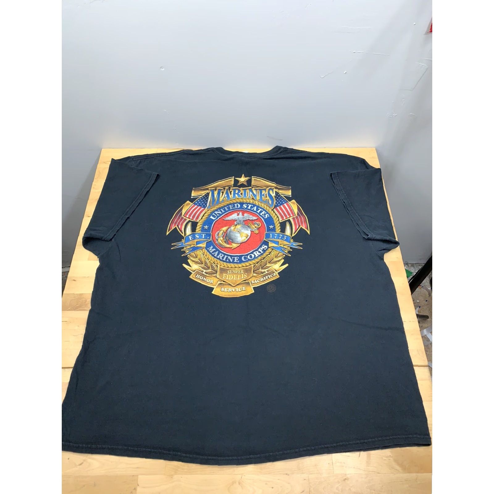 Gildan VINTAGE USMC Semper Fidelis T Shirt Black 3XL Marines USA Military Short Sleeve Crew Neck Gildan 5495 Men Size US XXL / EU 58 / 5 - 3 Thumbnail