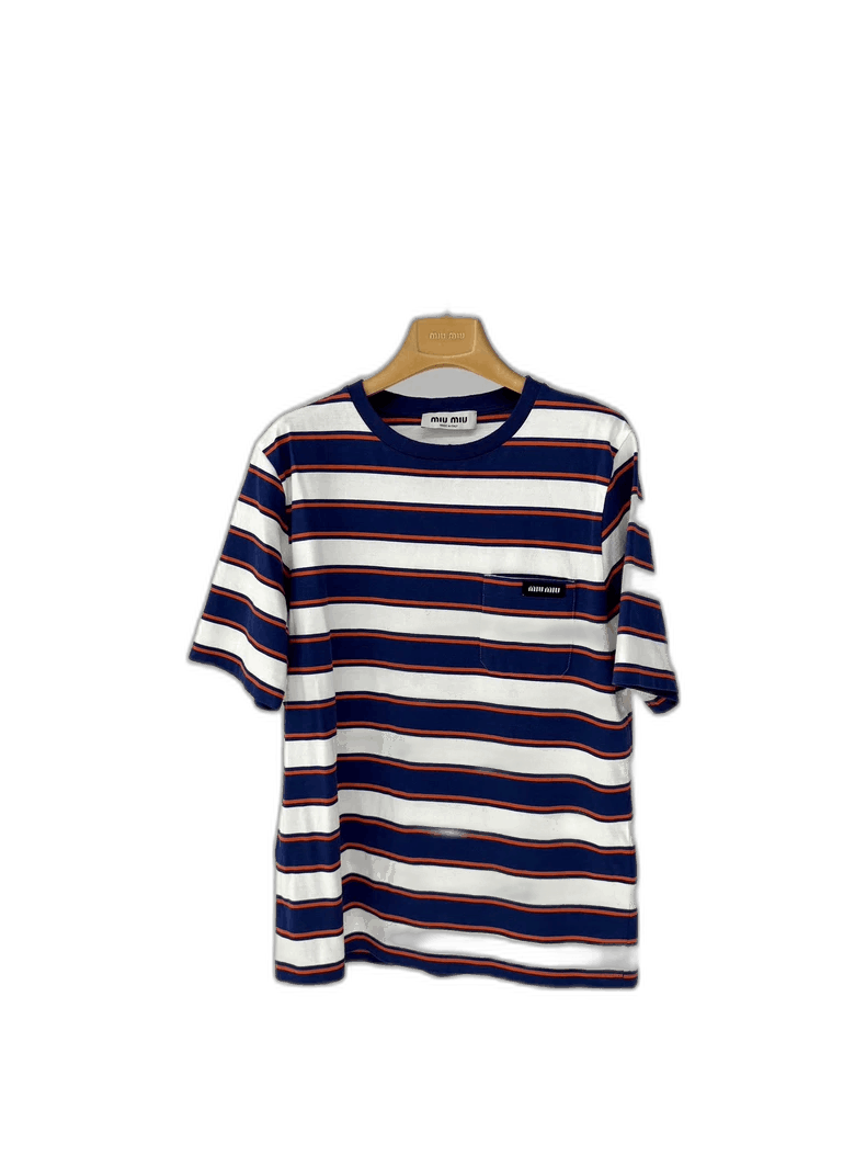 Miu Miu Miu Miu Striped Logo T-Shirt Size M Size M / US 6-8 / IT 42-44 - 1 Thumbnail