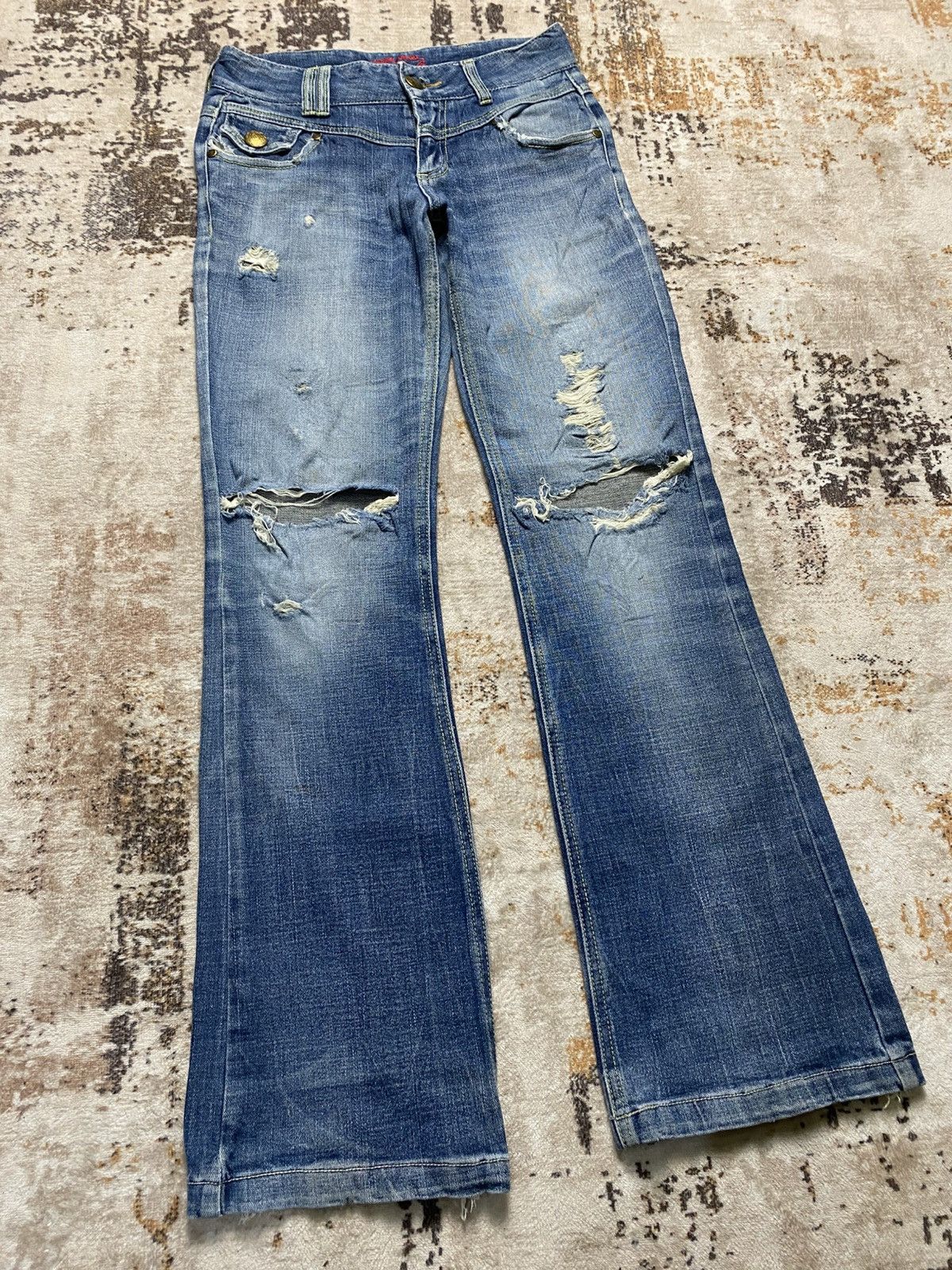 If Six Was Nine Rare Trash Denim Bootcut Size US 29 - 2 Thumbnail