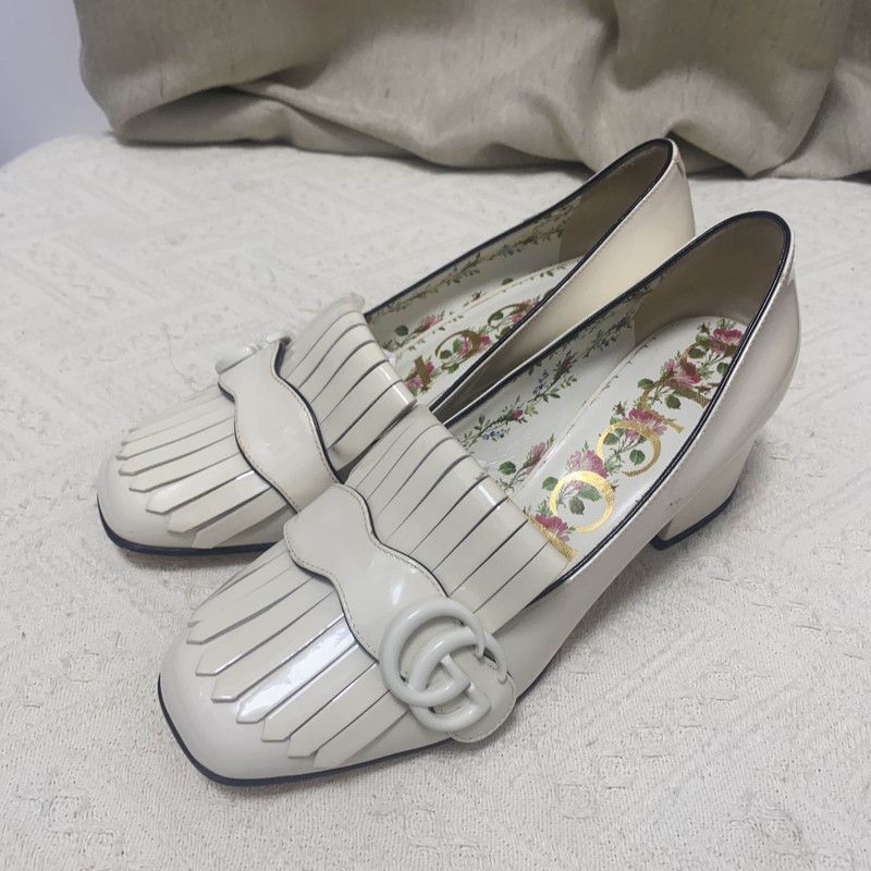 Gucci Gucci White Fringe Heel Shoes - Size US 6.5 / EU 39-40 - 1 Thumbnail