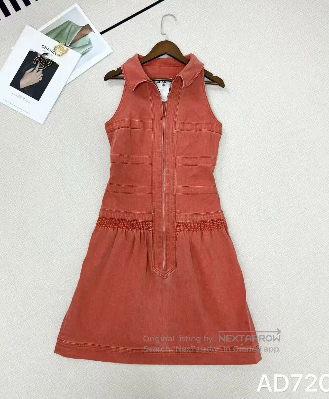 Chanel Chanel Denim Dress in Coral Color. Size 37" - 1 Thumbnail
