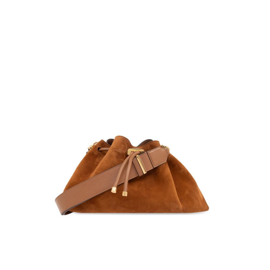 Jimmy Choo JIMMY CHOO Bon Bon Bucket Tan Gold Suede Shoulder Bag New & Size ONE SIZE - 1 Thumbnail