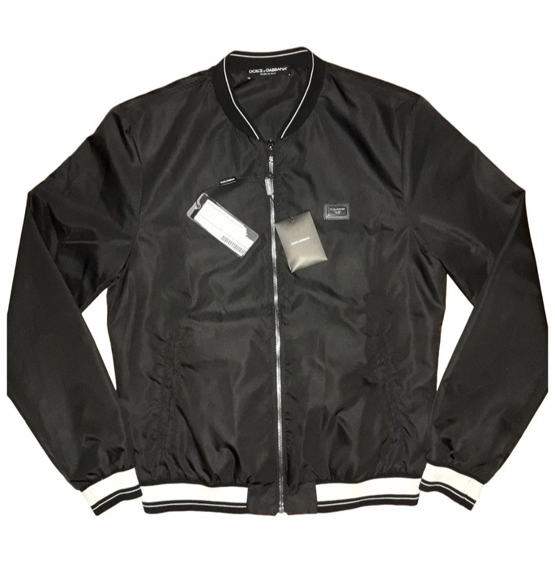 Dolce & Gabbana Logo Dolce & Gabbana Black & White Satin Bomber Jacket Size US M / EU 48-50 / 2 - 1 Thumbnail
