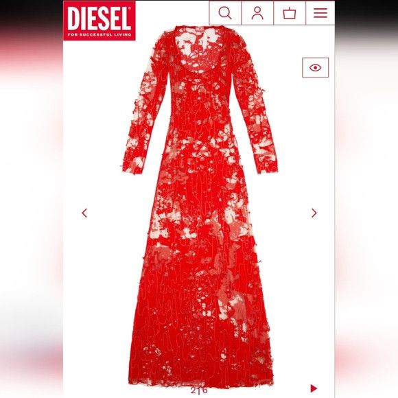 Diesel Diesel Summer '24 Runway D-Lea Dévoré Gown - NEW Size S / US 4 / IT 40 - 3 Thumbnail