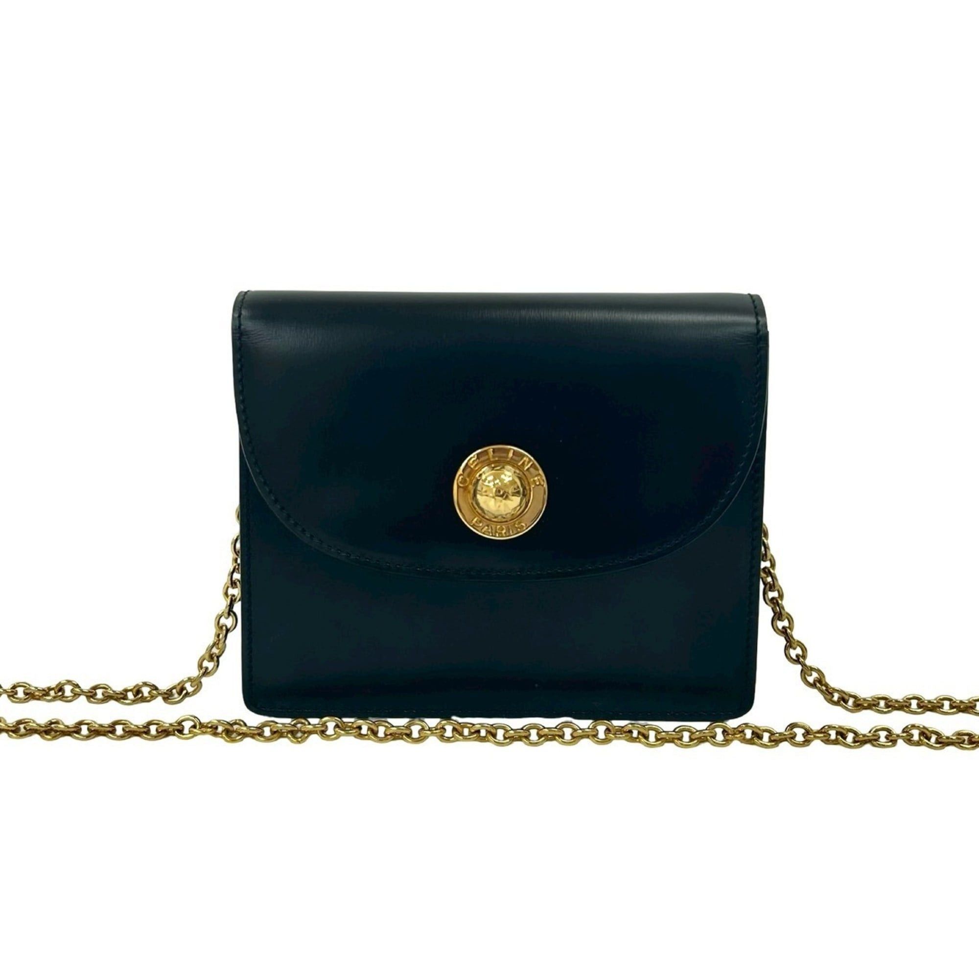 Celine CELINE Star Ball Leather Mini Shoulder Bag Pochette Black 09609 Size ONE SIZE - 1 Thumbnail