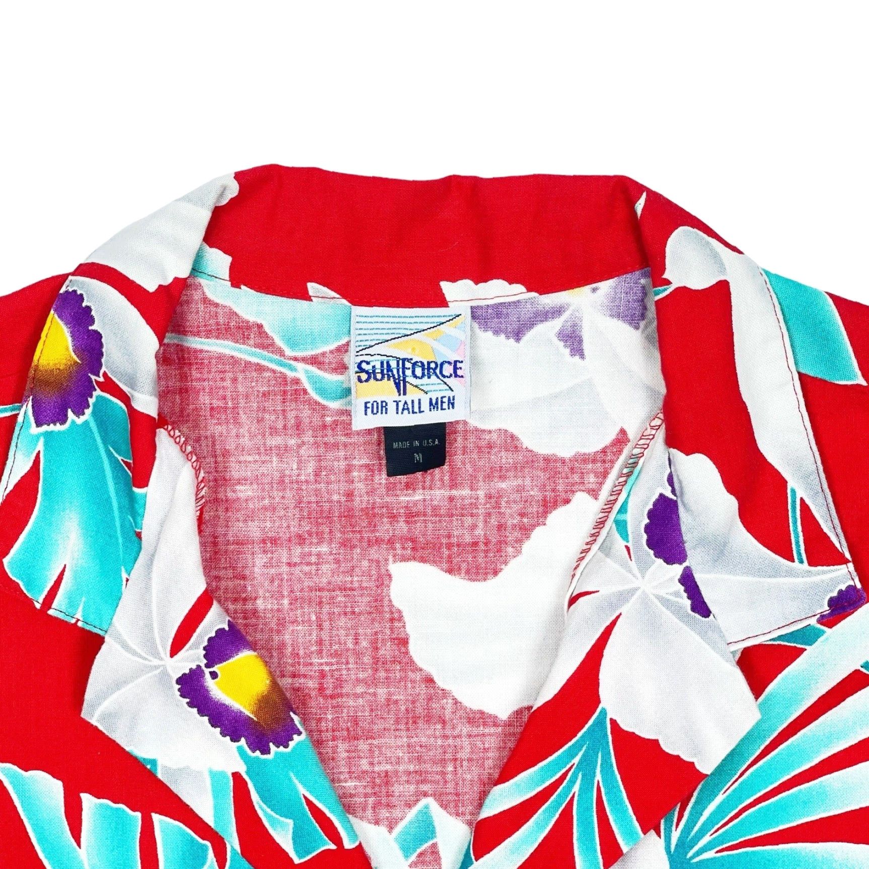 ALOHAS VINTAGE SunForce Shirt Button-Up Hawaiian Aloha Casual Knit Cotton Red Short Sleeve M Mens Size US M / EU 48-50 / 2 - 4 Thumbnail