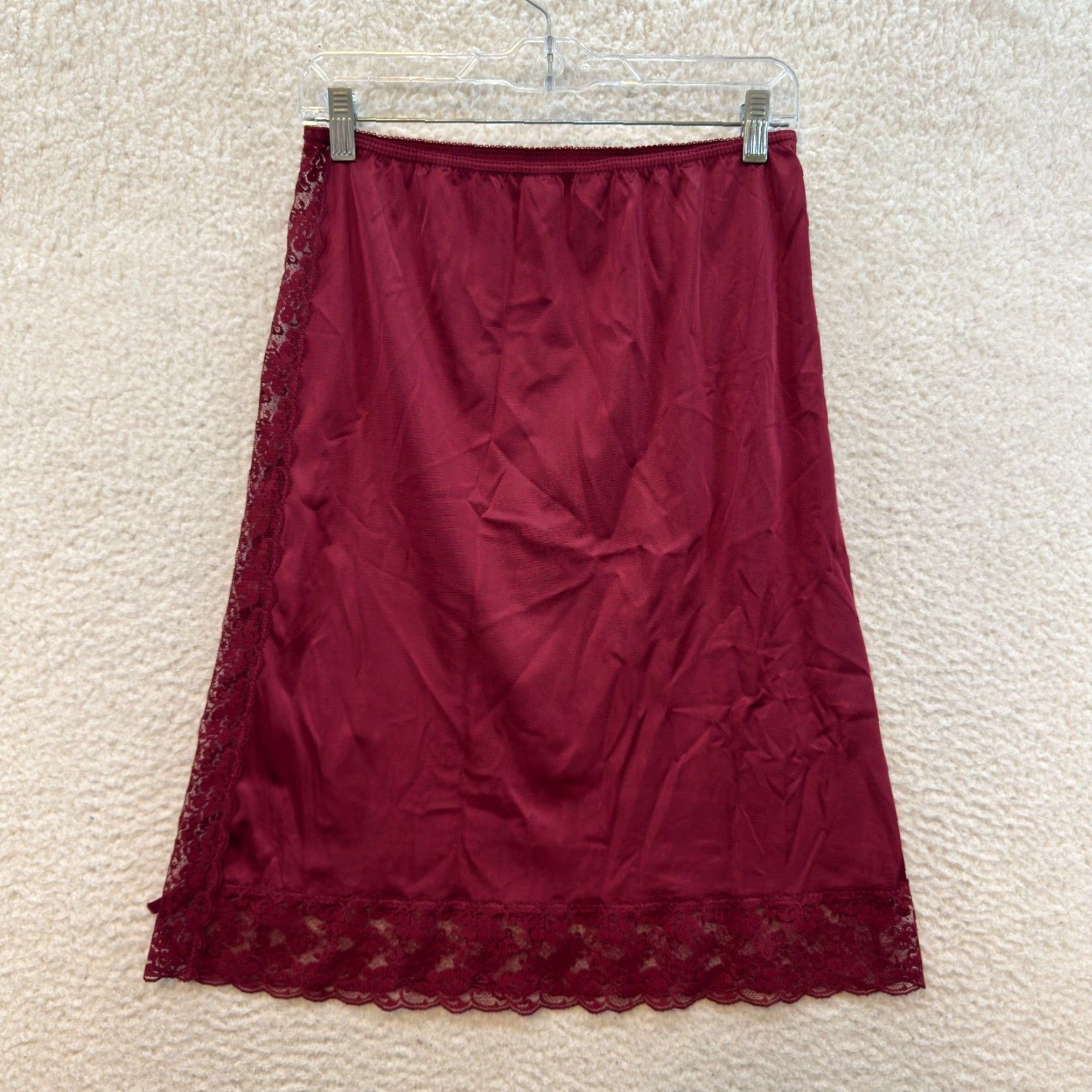 Vintage VINTAGE Slip Skirt XS Small Red Lace Edwardian Victorian Goth S Womens Size 28" / US 6 / IT 42 - 2 Thumbnail