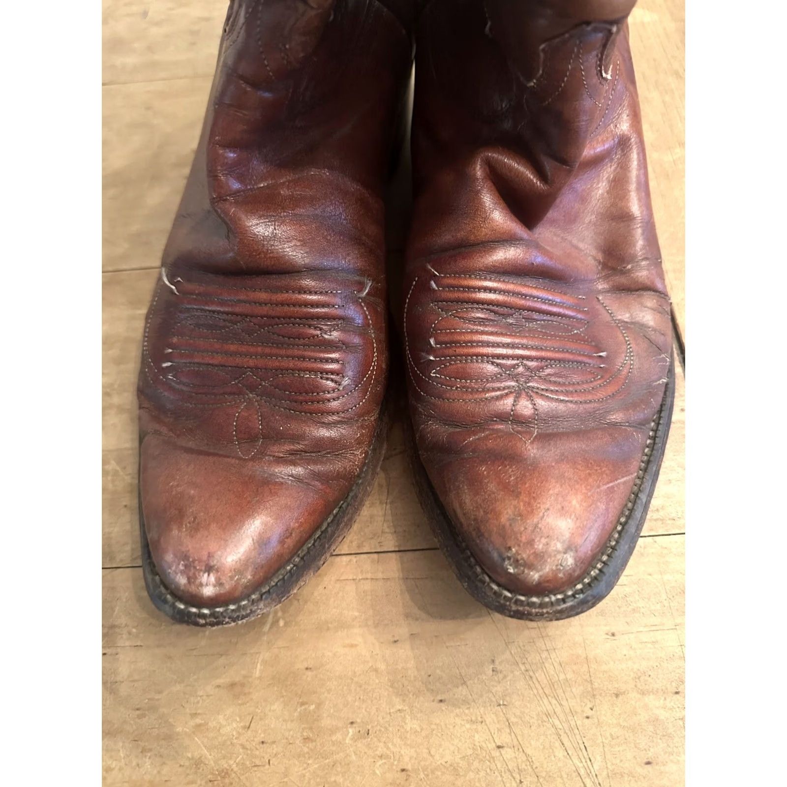 Justin Boots Justin Cowboy Western Boots Mens Sz 9.5 D Brown Leather 2497 Size US 10 / EU 43 - 4 Thumbnail