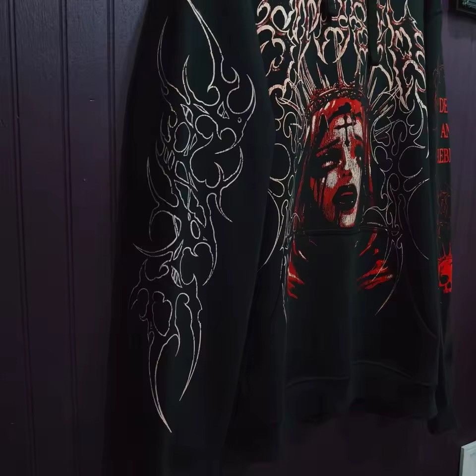 Japanese Brand Y2K Black Dark Theme Hooded Sweatshirt Size US XXL / EU 58 / 5 - 2 Thumbnail
