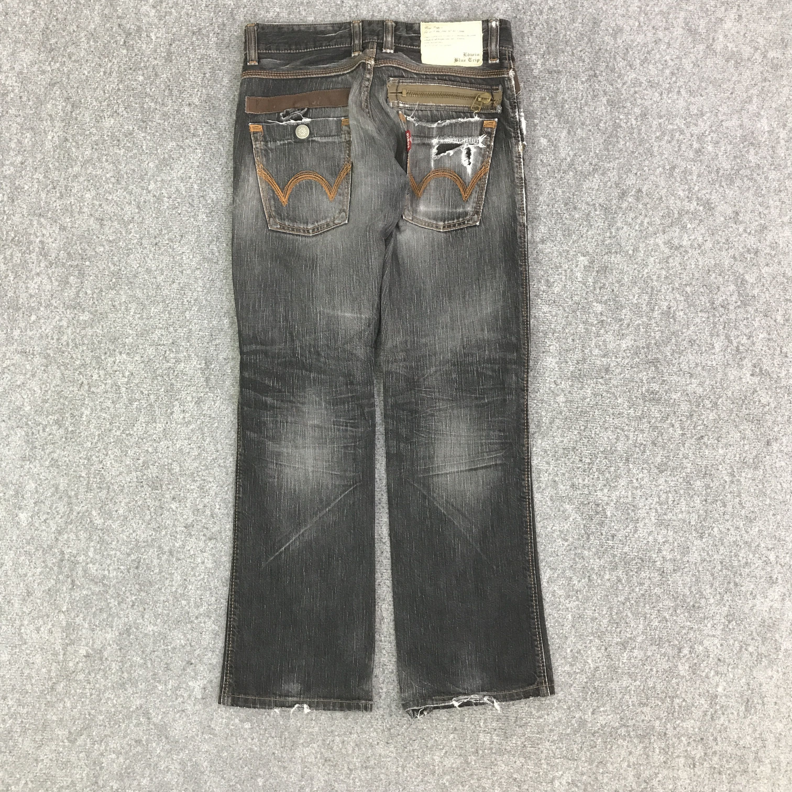 Edwin EDWIN BLACK FADED DENIM DISTRESSED JEANS PANTS K74B19 Size US 28 / EU 44 - 4 Thumbnail