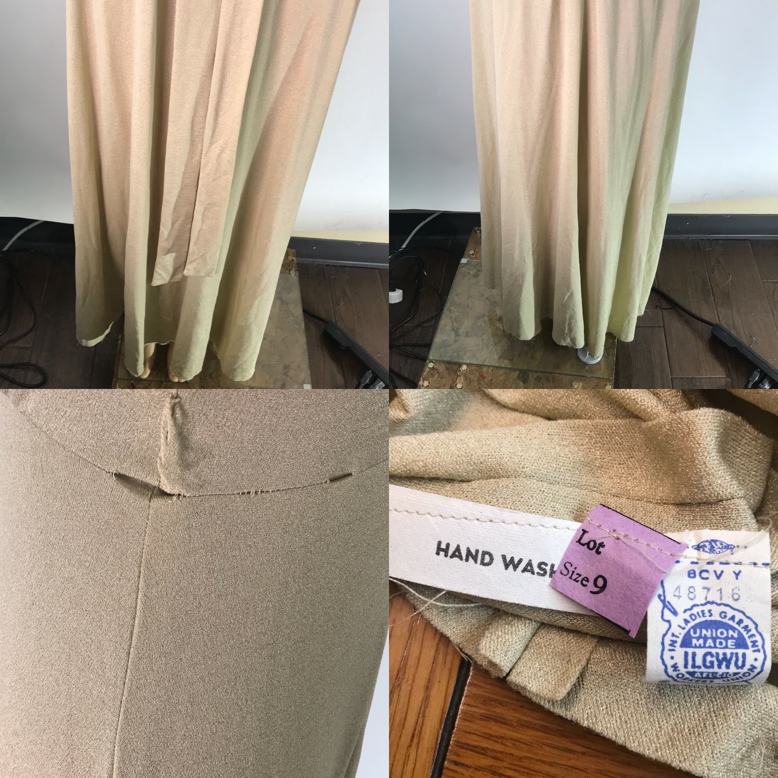 Vintage VINTAGE ILGWU Women's Maxi Dress Short Sleeve Tie Front Casual Beige 9 Summer Spring Fall Winter Classic Size 30" / US 8 / IT 44 - 8 Thumbnail