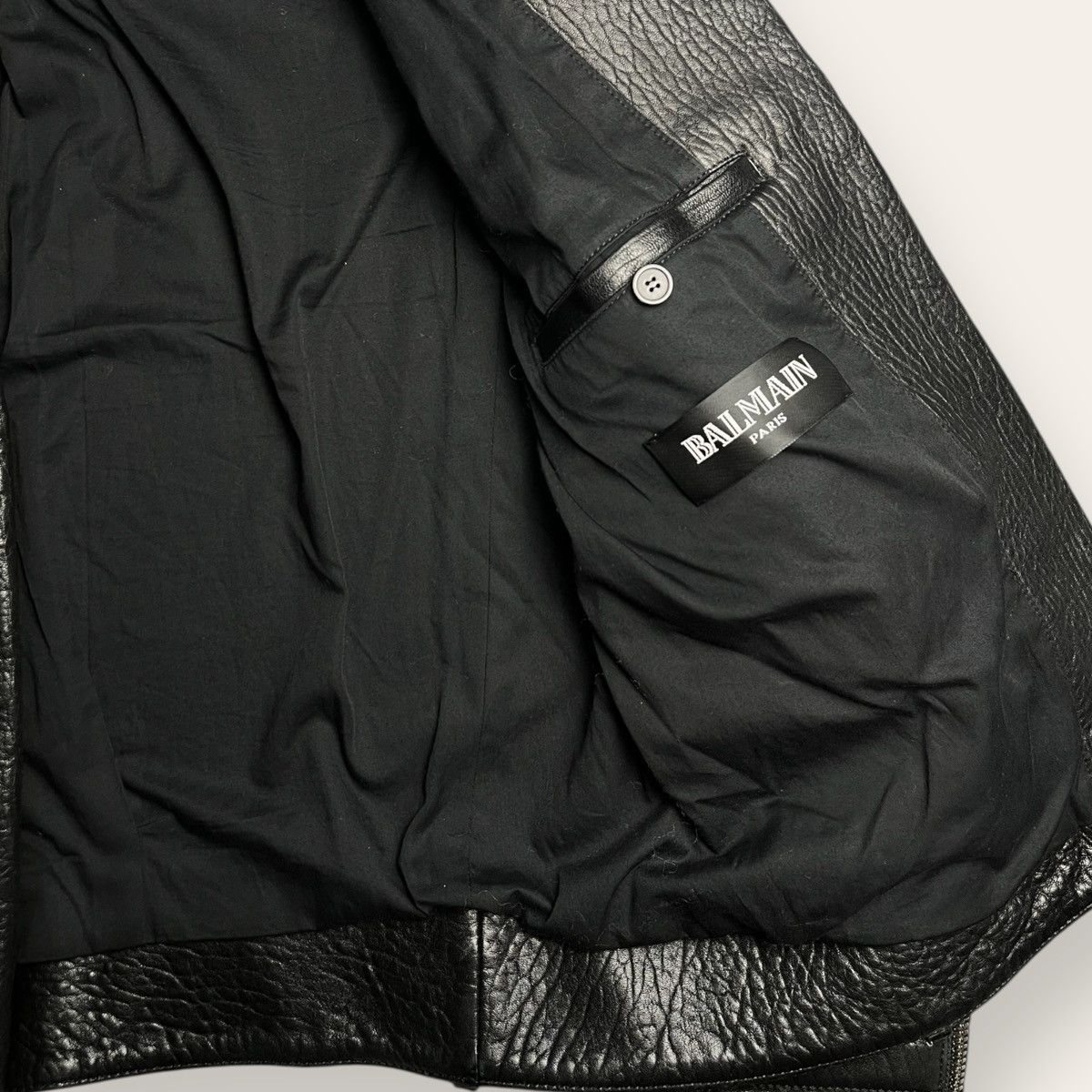 Balmain Balmain men’s Black leather biker jacket 52 luxury Size US L / EU 52-54 / 3 - 4 Thumbnail