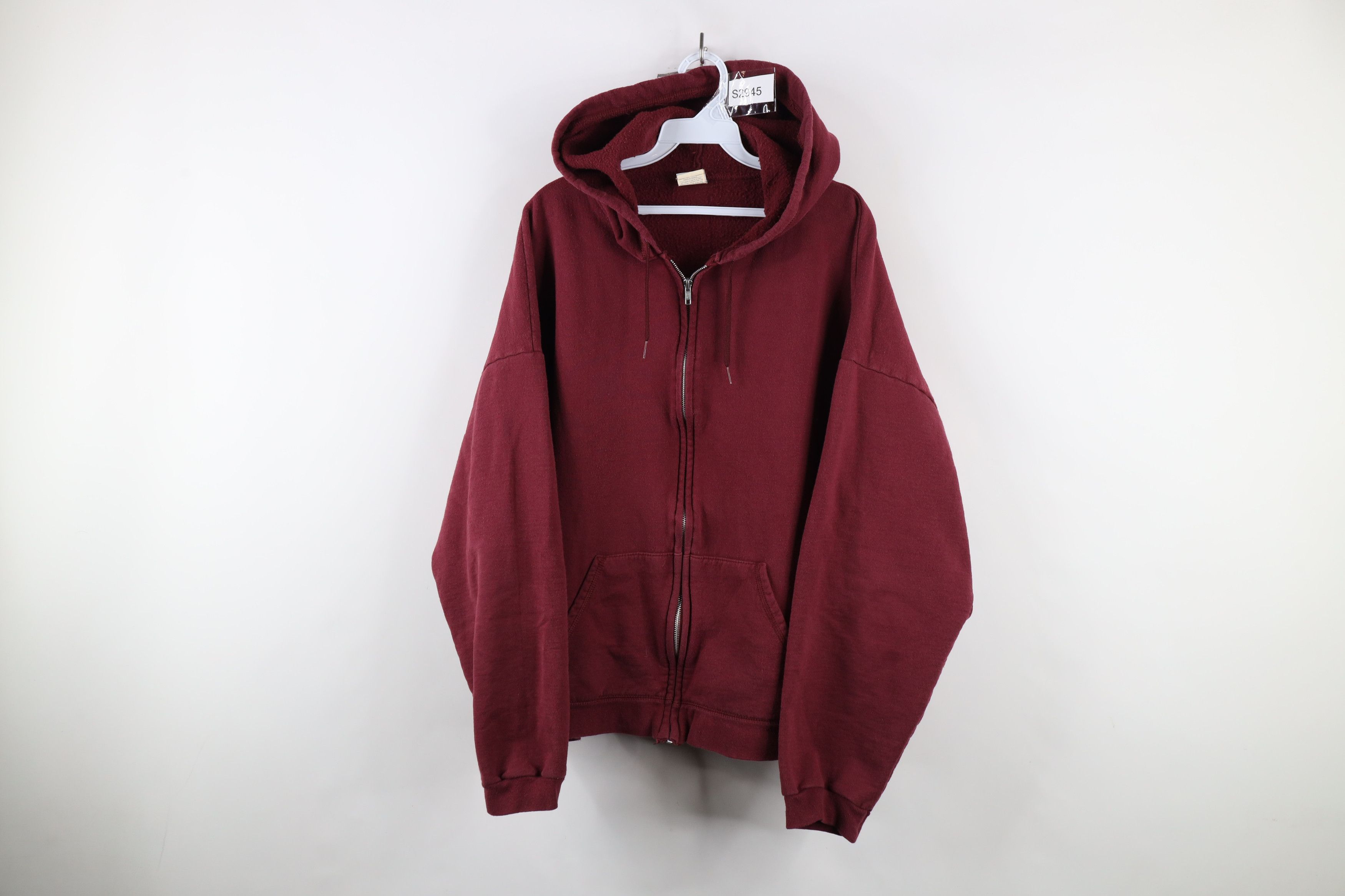 Vintage Vintage 90s Streetwear Blank Full Zip Hoodie Sweatshirt Red Size US XXL / EU 58 / 5 - 1 Thumbnail