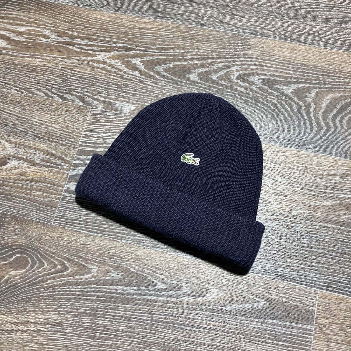 Lacoste Vintage LACOSTE Double Cuff Wool Hat Navy Blue Size ONE SIZE - 1 Thumbnail