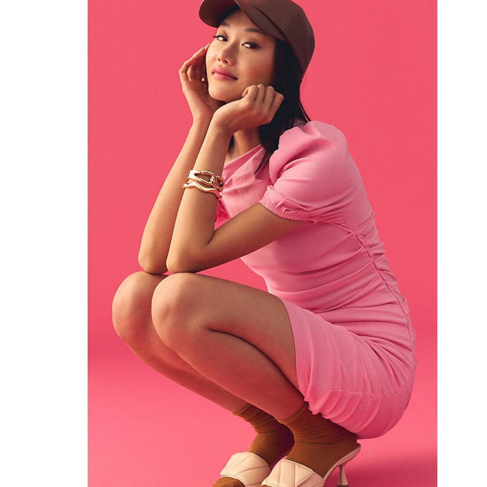 Anthropologie New Anthropologie Maeve Slim Puff-Sleeve Ruched Dress $148 Size XL / US 12-14 / IT 48-50 - 8 Thumbnail