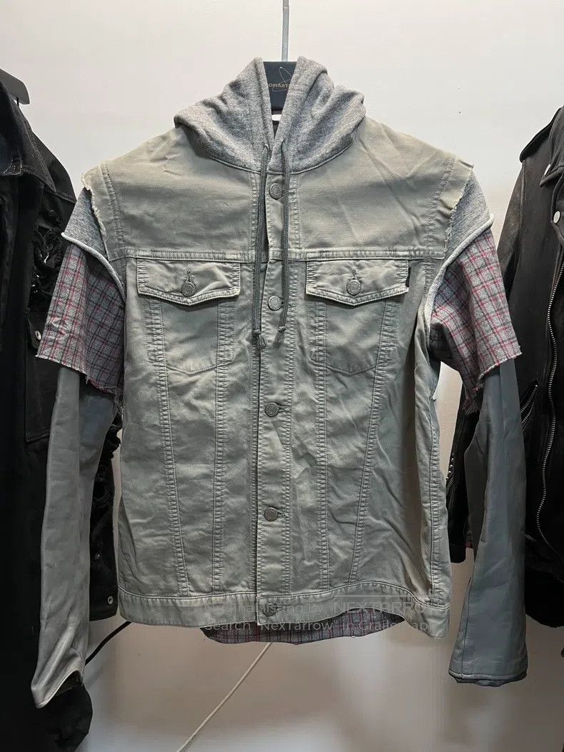 Undercover Undercover Denim destroyed patchwork leather sleeve hooded Size US L / EU 52-54 / 3 - 1 Thumbnail