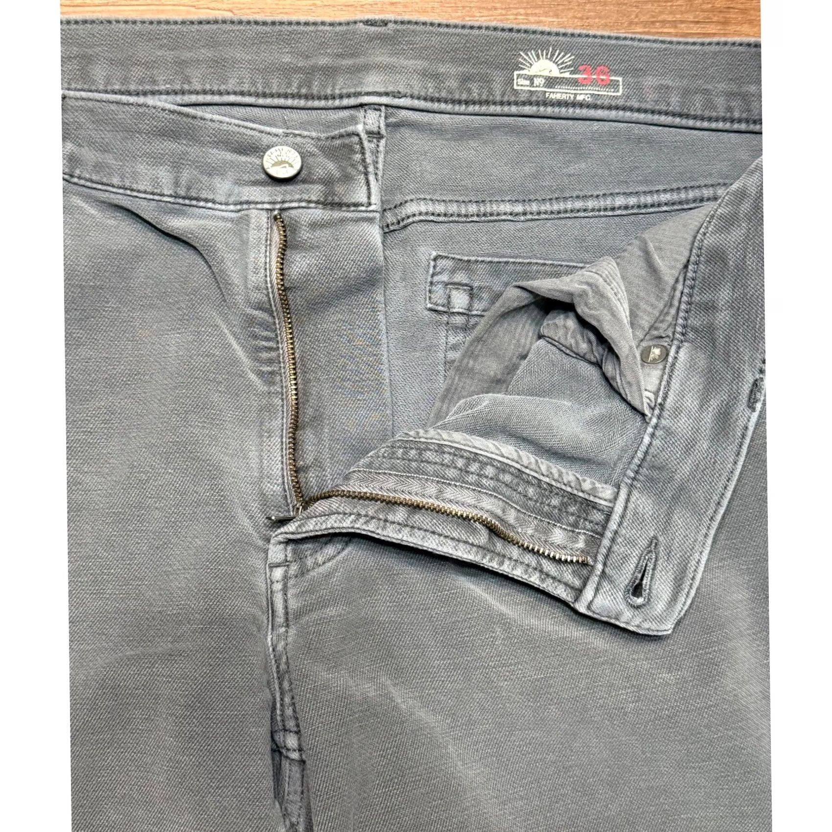 Faherty Faherty Mens Stretch Terry 5-Pocket Pants Slate Grey Cotton Blend Size 36 Size US 36 / EU 52 - 3 Thumbnail