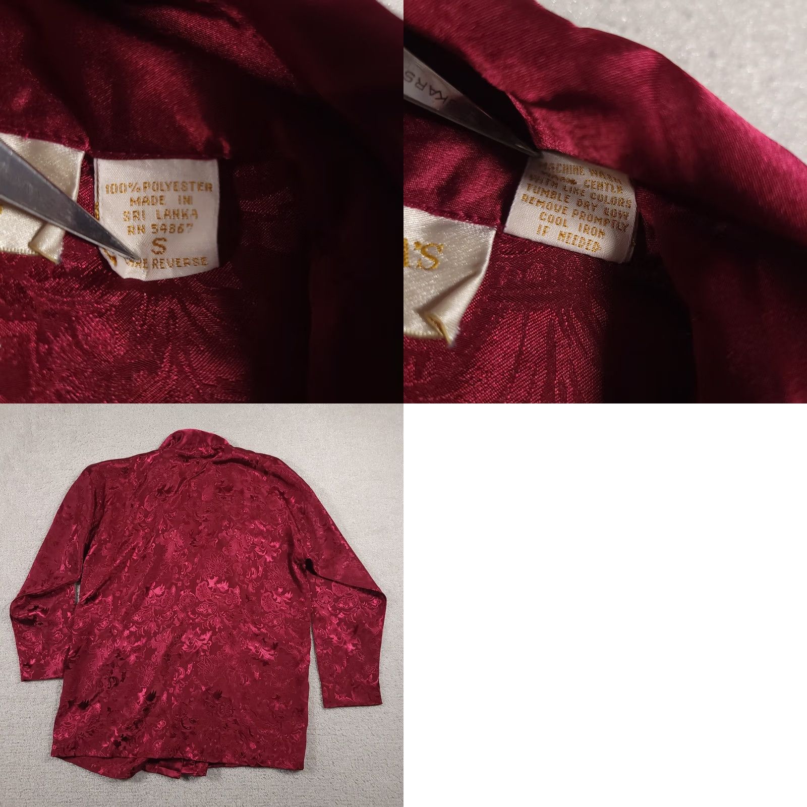 Victoria's Secret VINTAGE Victoria's Secret Pajama Shirt Womens Small Satin Jacquard Floral 90s Size S / US 4 / IT 40 - 9 Thumbnail