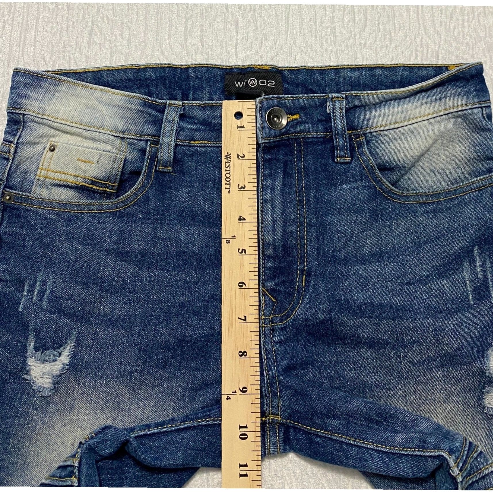 Vintage WT02 Moto Biker Jeans Men's 32x30 Blue Skinny Stretch Distressed Ribbed Jeans Size US 32 / EU 48 - 7 Thumbnail