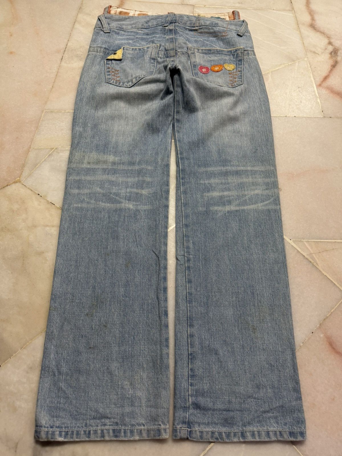 Japanese Brand 💥DOUBLE WAIST 90's💥BLUE MOON BLUE OCEAN EMBROIDERY LOGO RARE Size US 29 - 25 Thumbnail