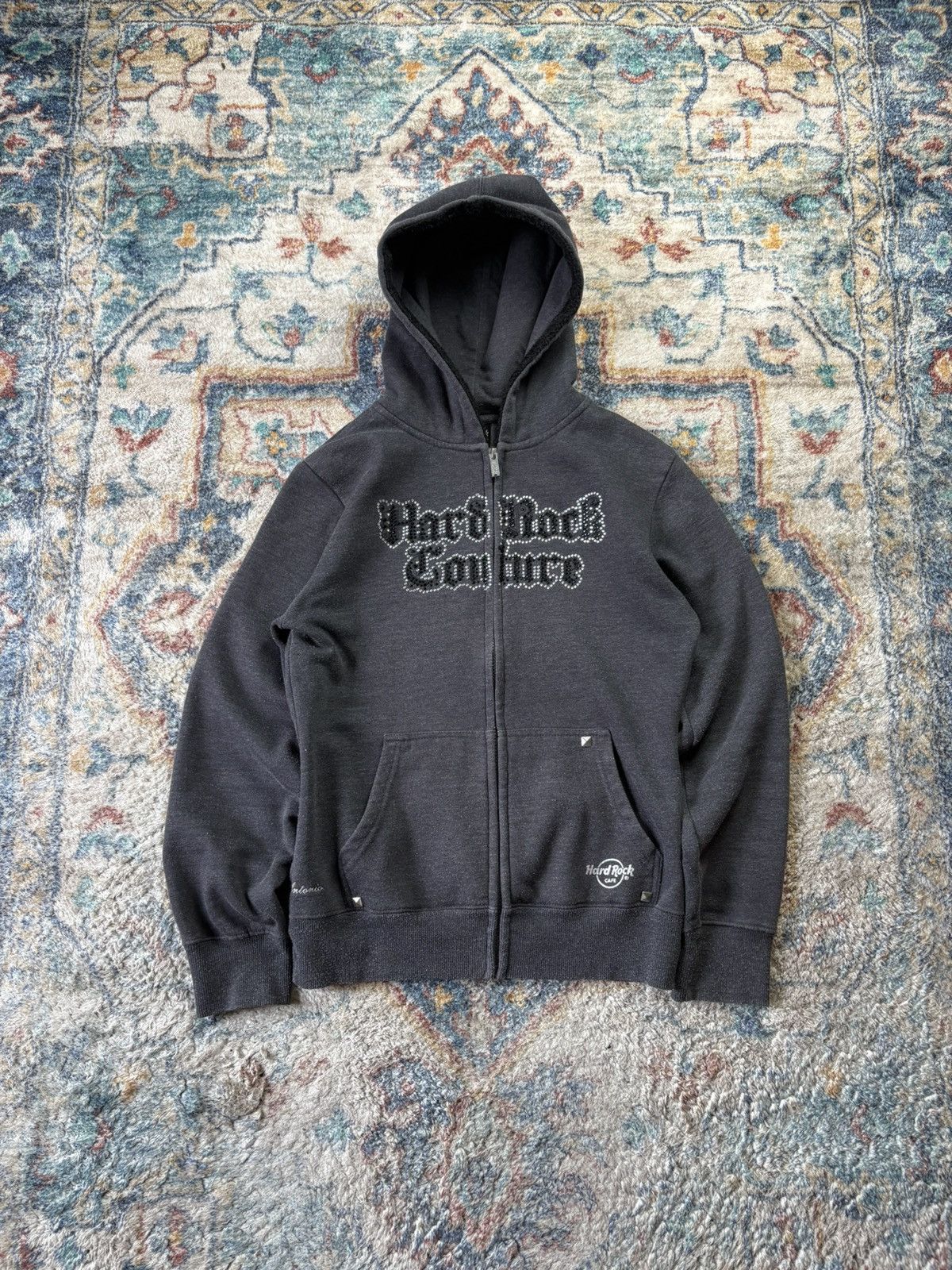 Hard Rock Cafe Vintage Hard Rock Cafe Bedazzled Zip-up Hoodie Small Size S / US 4 / IT 40 - 1 Thumbnail