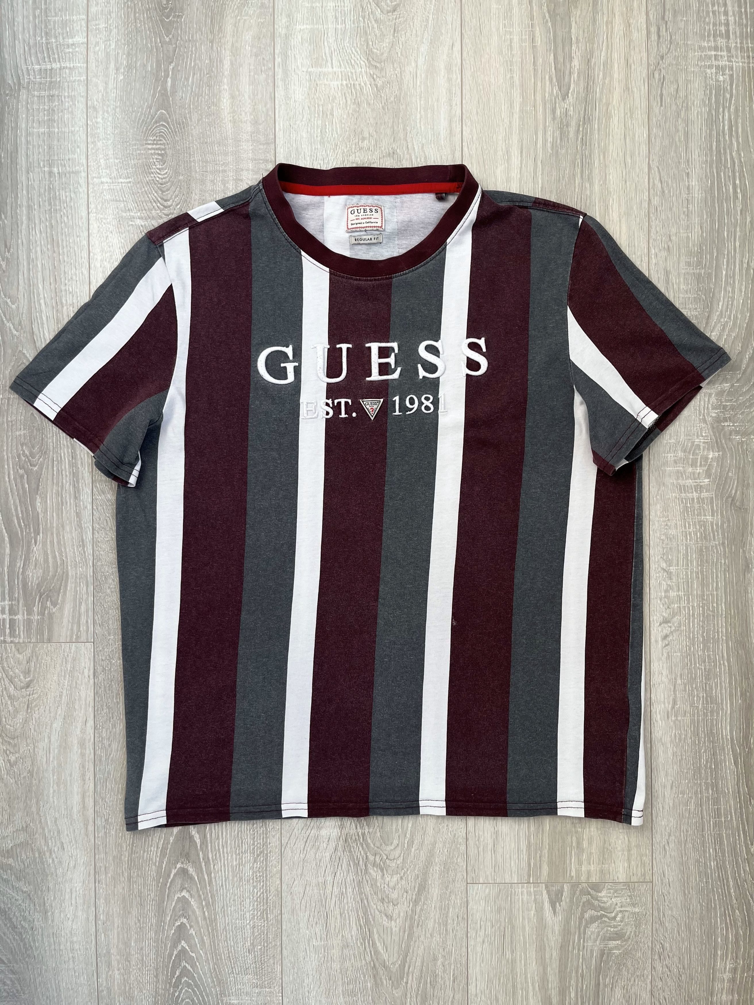 Guess Guess Striped T Shirt Embroidered Logo Size M Size US M / EU 48-50 / 2 - 1 Thumbnail