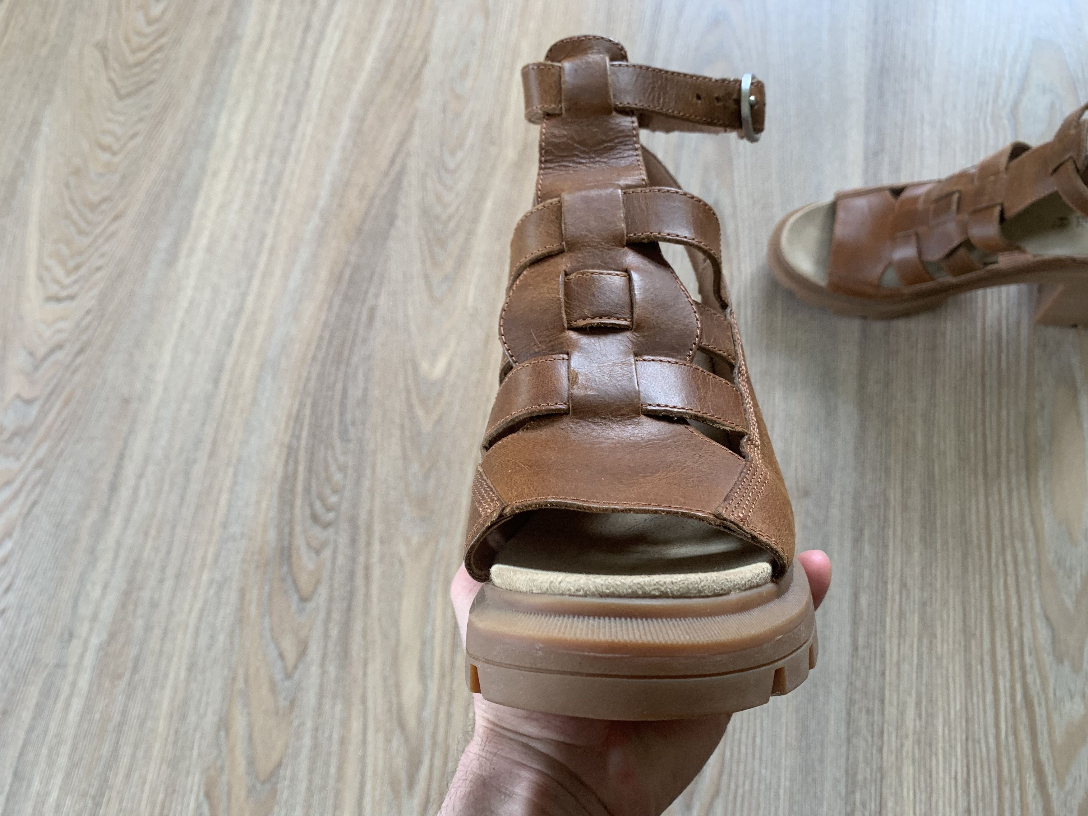 Timberland Timberland Allington Brown Leather High Heeled Sandals Size US 10 / IT 40 - 7 Thumbnail