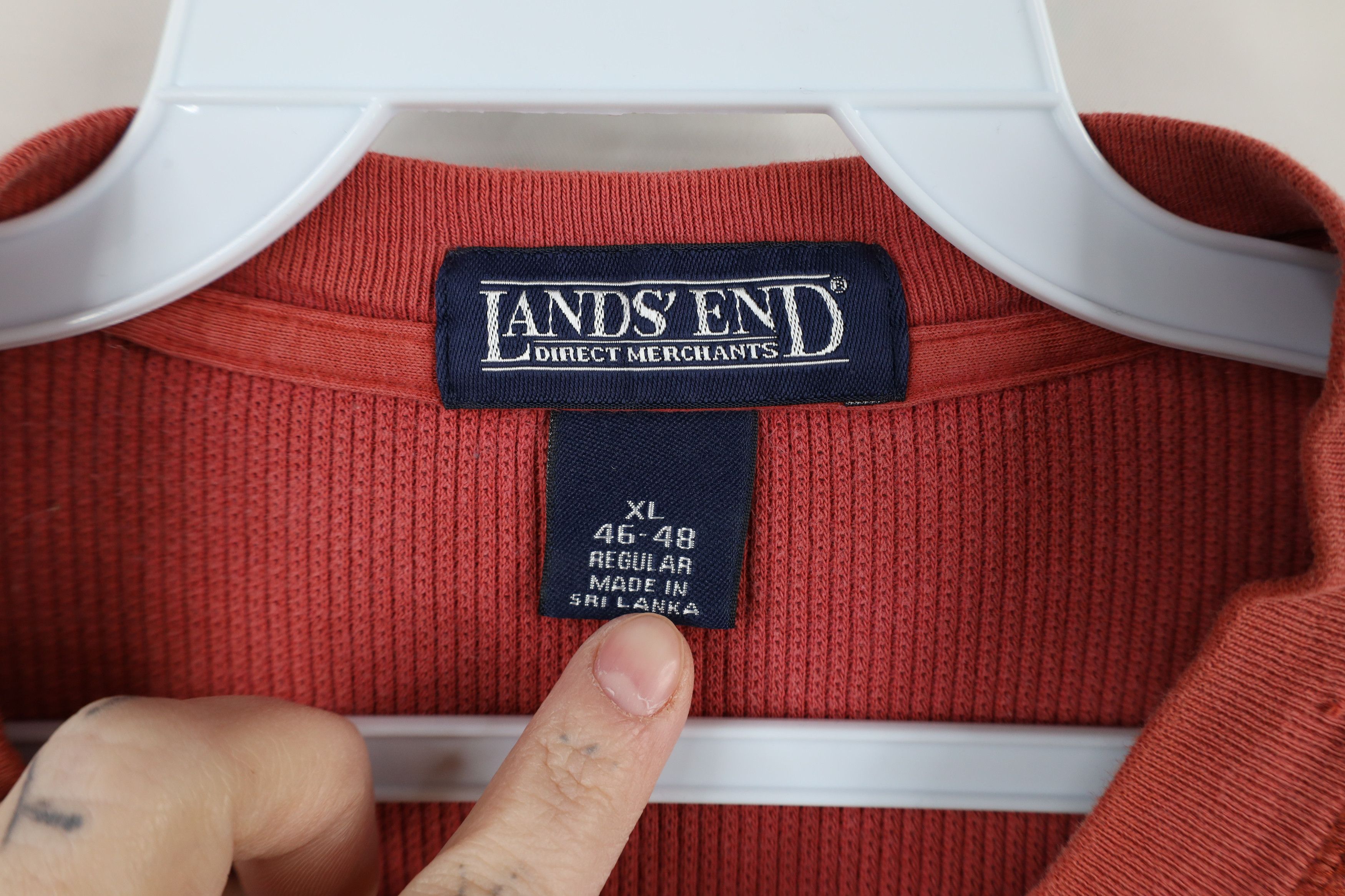 Lands' End × Vintage Vintage 90s Lands End Thermal Waffle Knit Henley T-Shirt Size US XL / EU 56 / 4 - 6 Thumbnail
