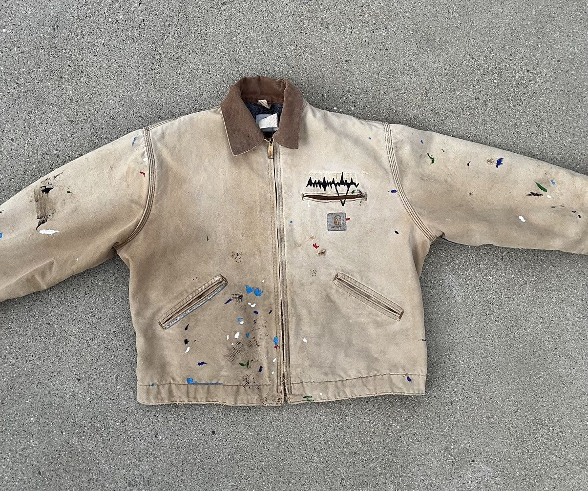 Vintage Carhartt Detroit Jacket Thrashed Distressed Sun Fade