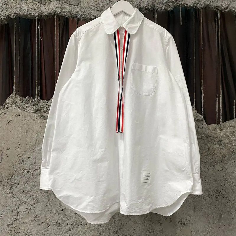 Thom Browne Thom Browne White Long Sleeve Shirt for Men 0089 Size US M / EU 48-50 / 2 - 1 Thumbnail