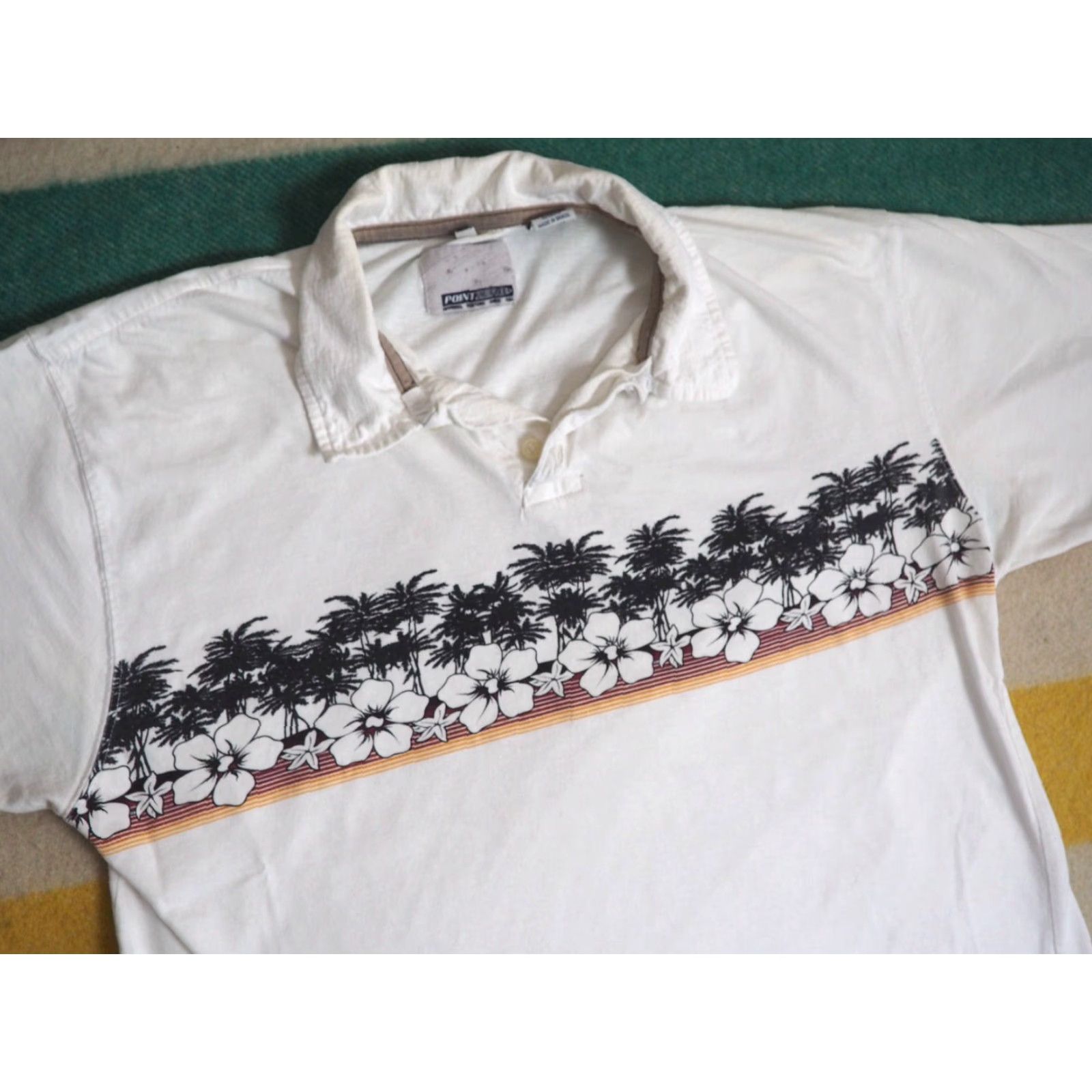Point Zero VTG Y2k 2000s Point Zero Hawaiian Floral Palm Surf Polo Shirt Mens L White Size US L / EU 52-54 / 3 - 3 Thumbnail