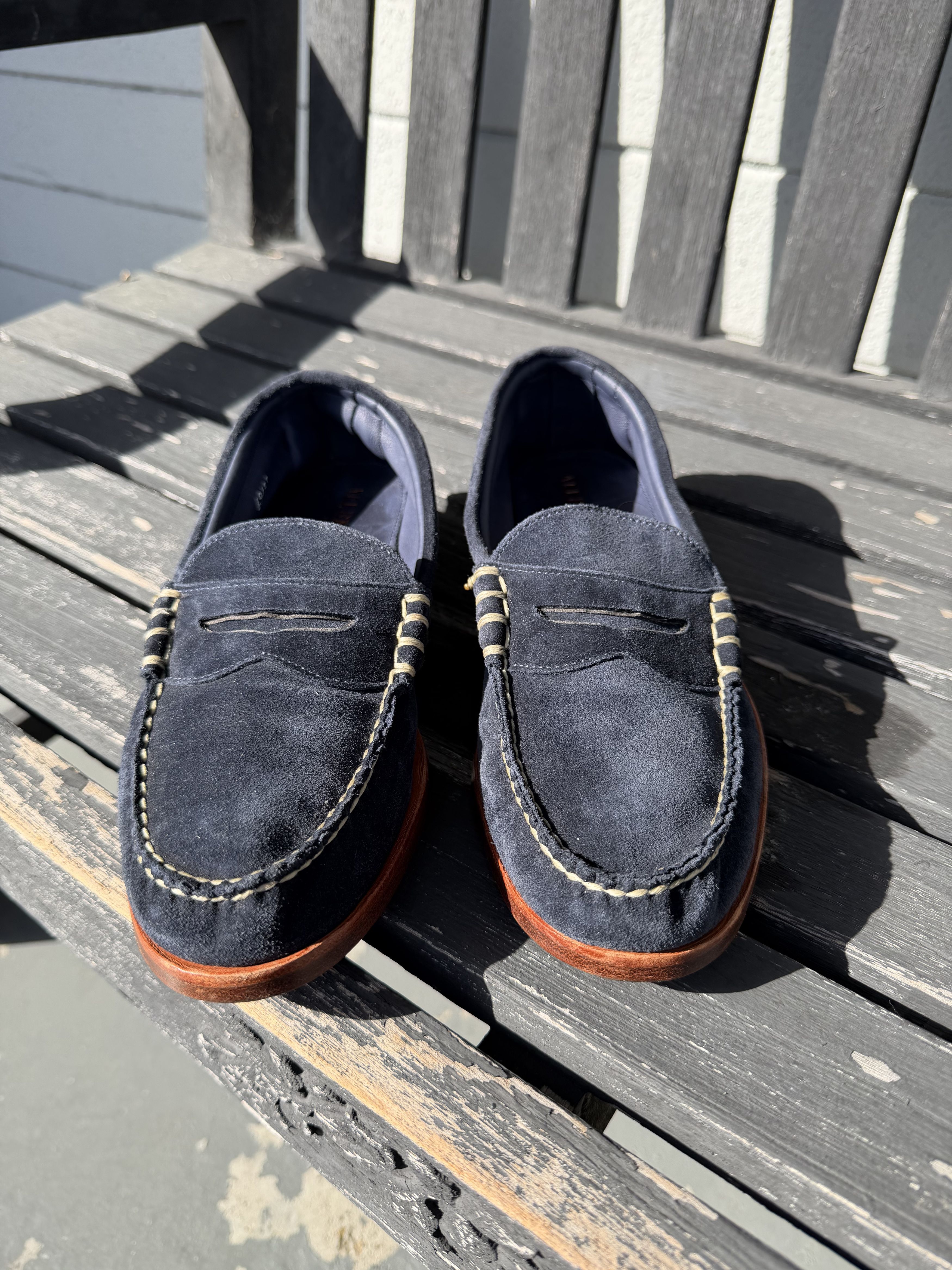 Allen Edmonds Allen Edmonds Sea Island Blue Suede Penny Loafer Size US 9 / EU 42 - 2 Thumbnail
