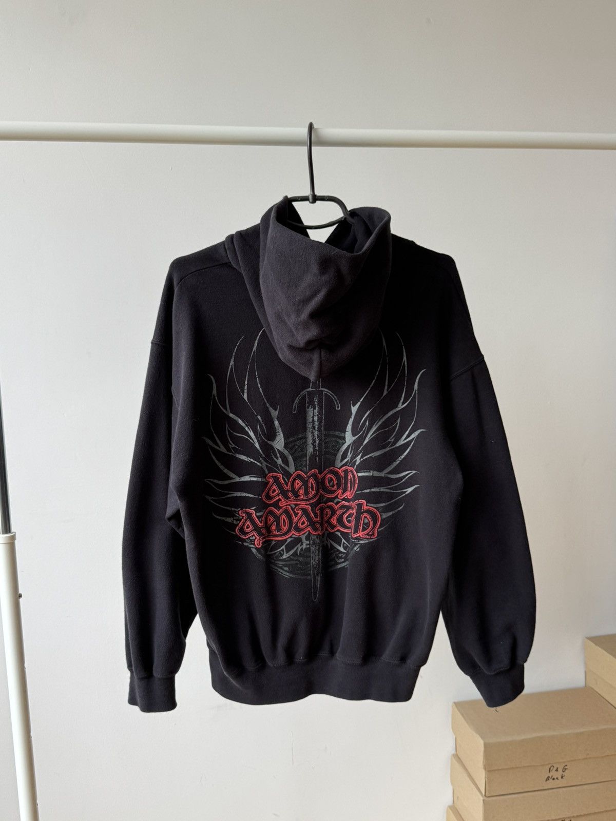 Vintage Vintage Y2K AMON AMARTH Black Metal Oversize Hoodie Size US L / EU 52-54 / 3 - 2 Thumbnail