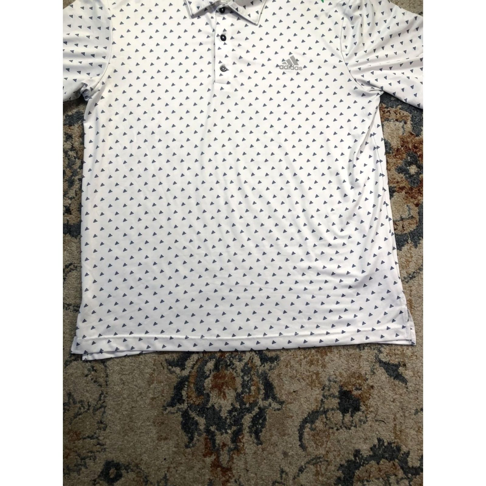 Adidas Adidas Golf Polo Shirt Mens M White Triangle Logo Print Short Sleeve Performance Size US M / EU 48-50 / 2 - 5 Thumbnail